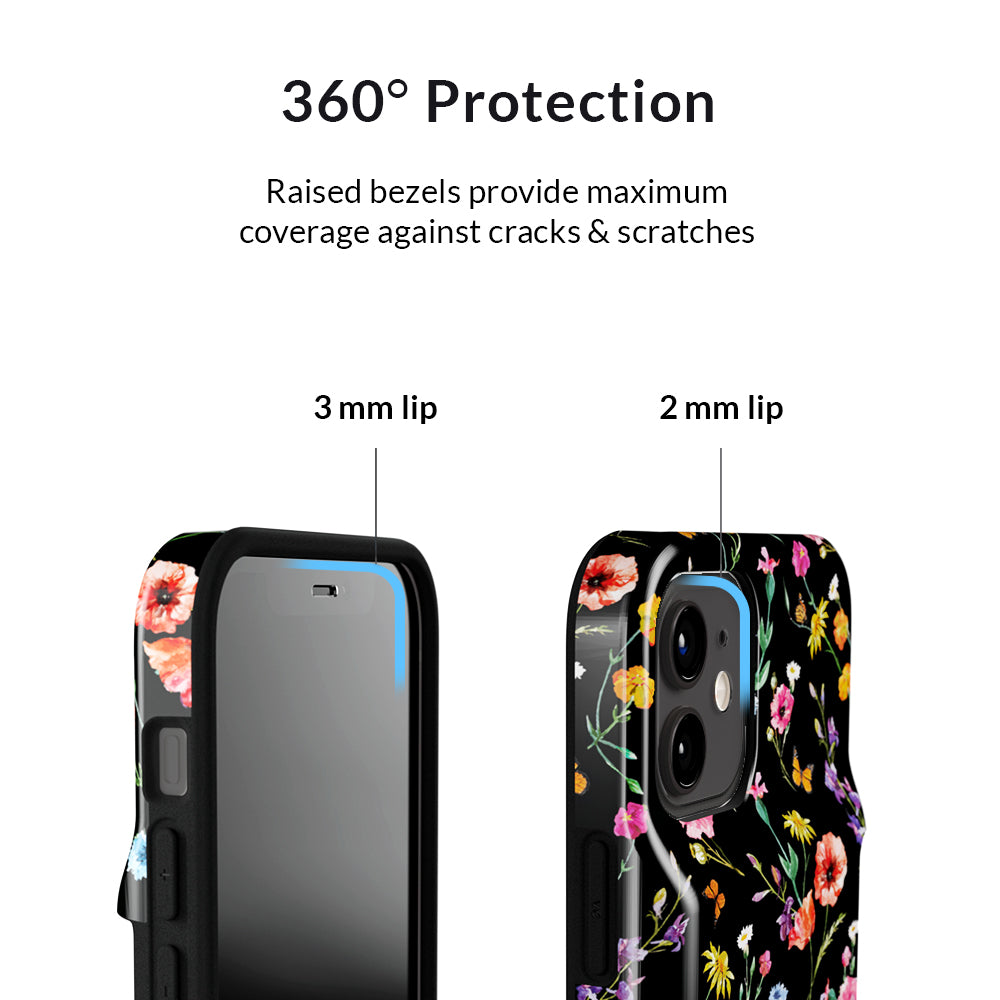 Black Wildflower iPhone Wallet Case