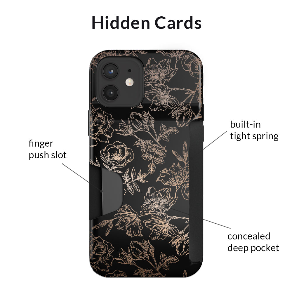 Floral Rose Gold iPhone Wallet Case