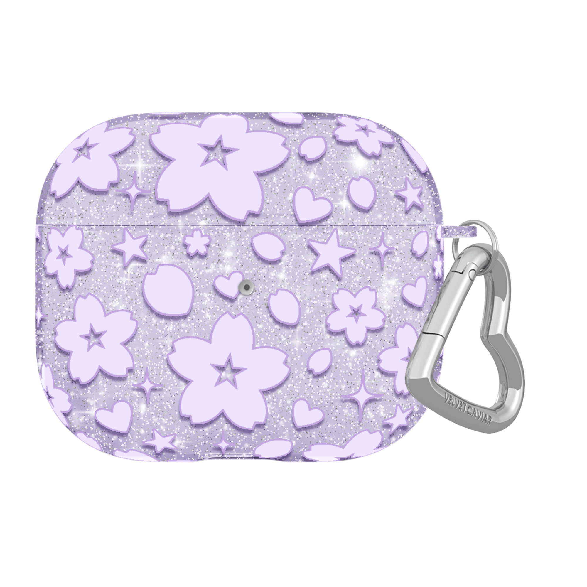 Lavender Cherry Blossom Glitter AirPod Case
