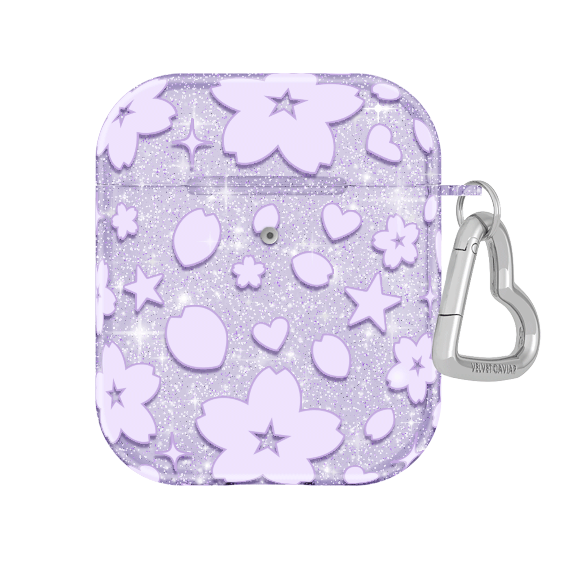 Lavender Cherry Blossom Glitter AirPod Case