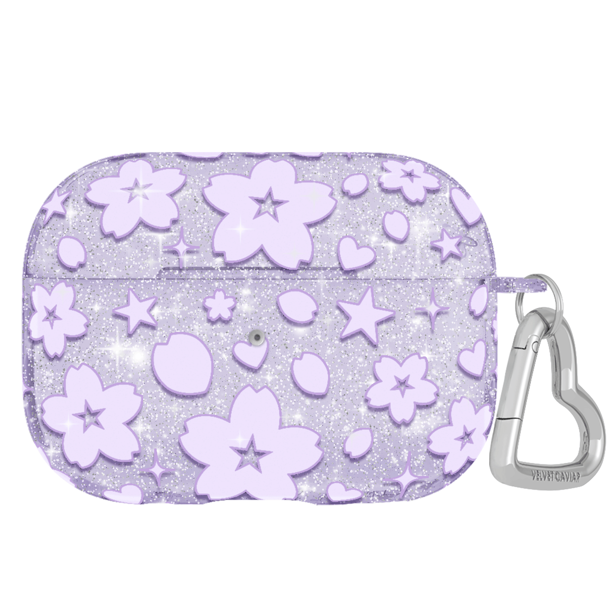Lavender Cherry Blossom Glitter AirPod Case
