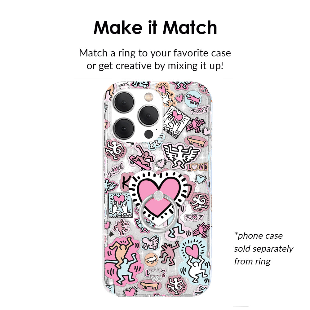 Keith Haring Pink Heart Phone Ring