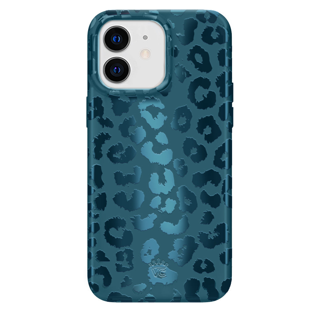 Metallic Navy Leopard iPhone Case