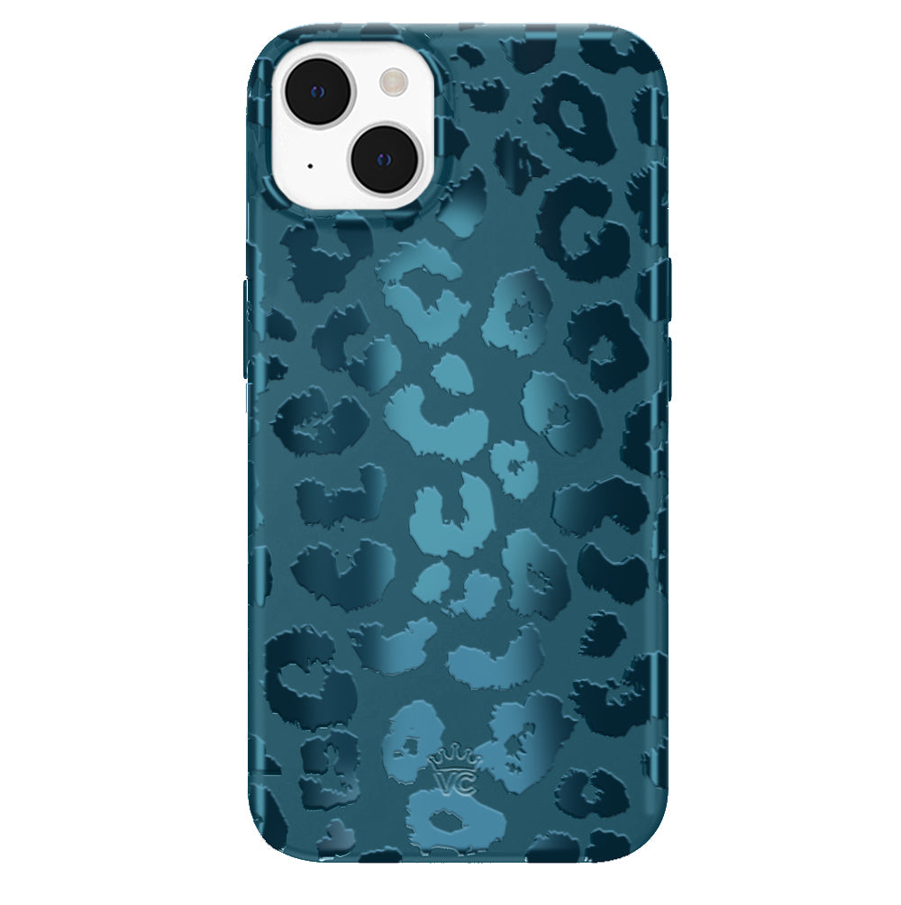 Metallic Navy Leopard iPhone Case