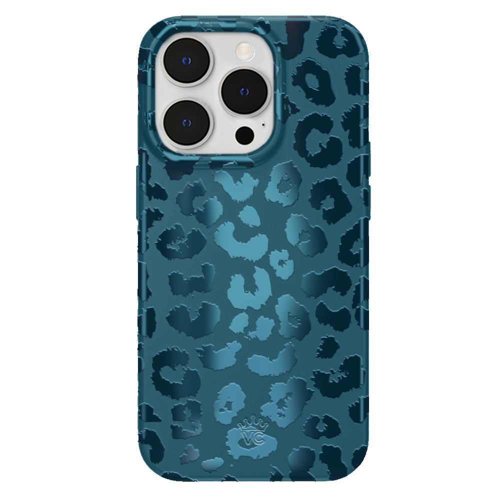 Metallic Navy Leopard iPhone Case