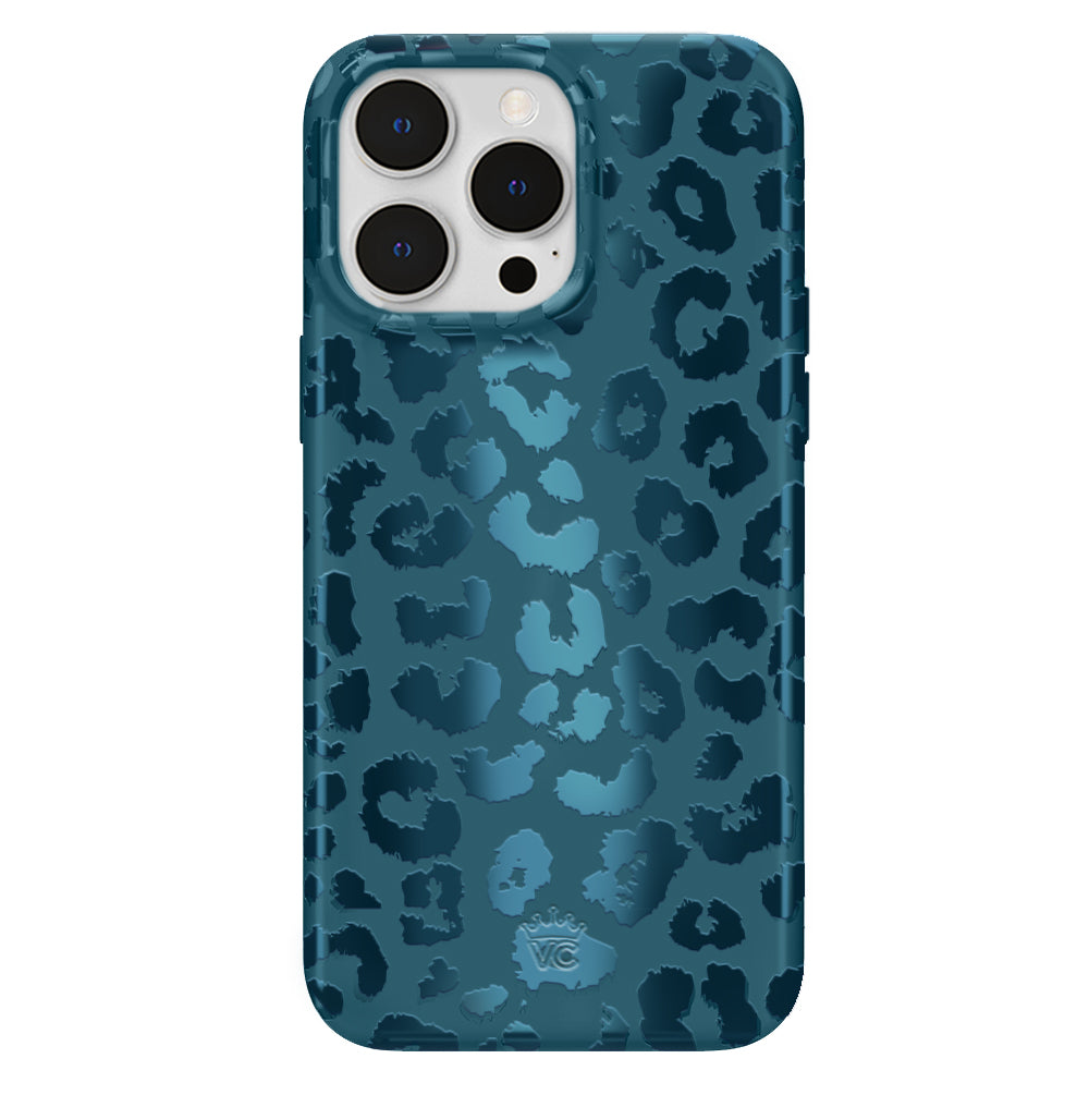 Metallic Navy Leopard iPhone Case