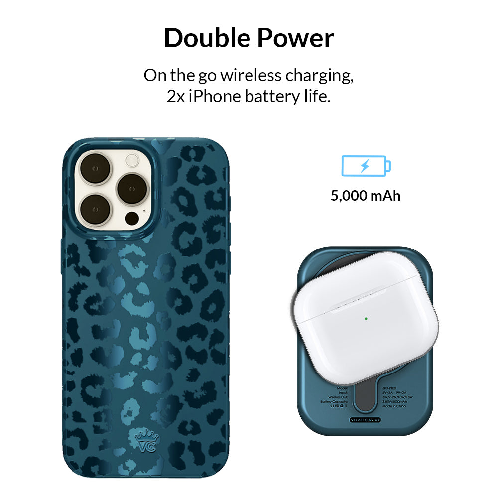 Metallic Navy Leopard MagSafe Battery Power Pack