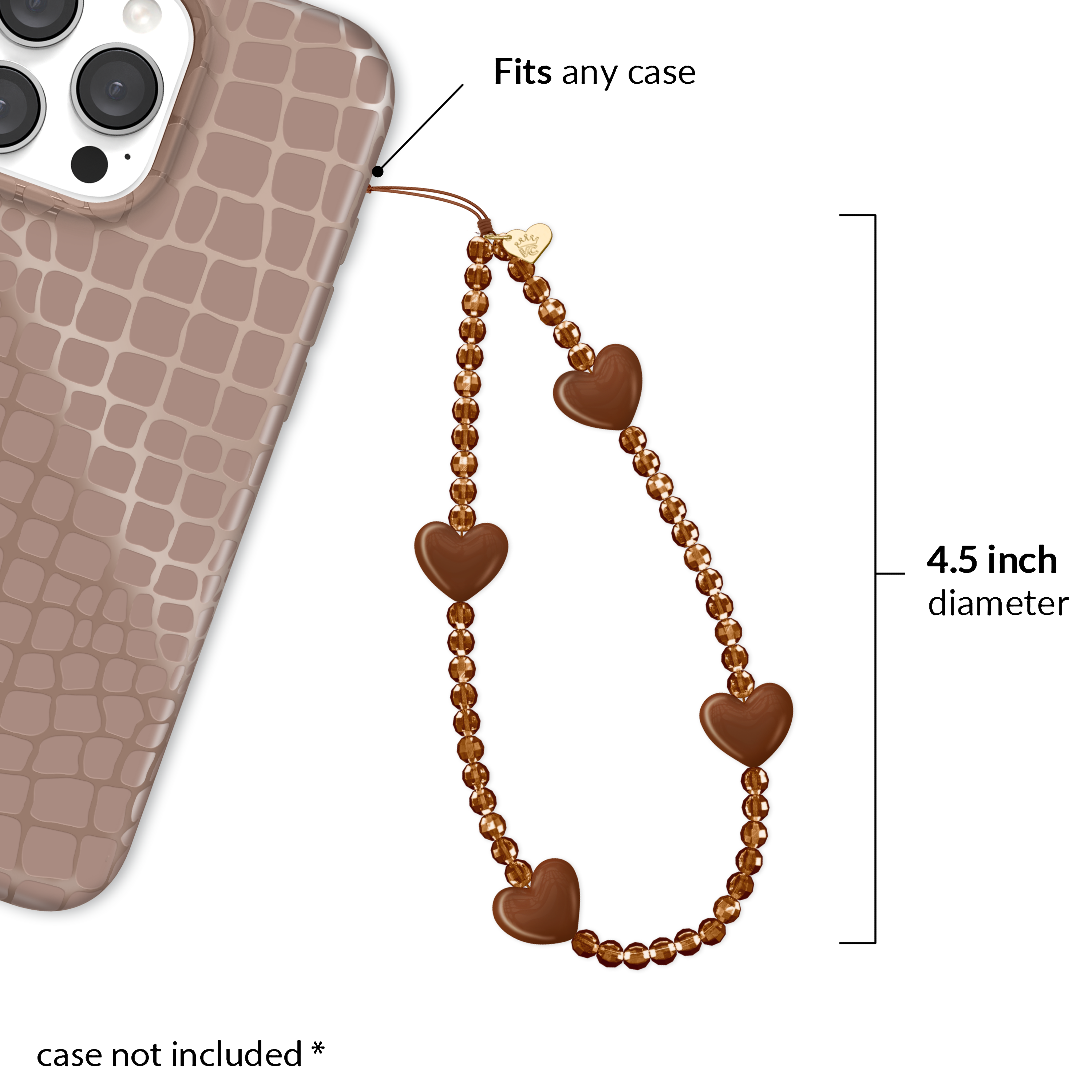 Brown Heart Phone Charm