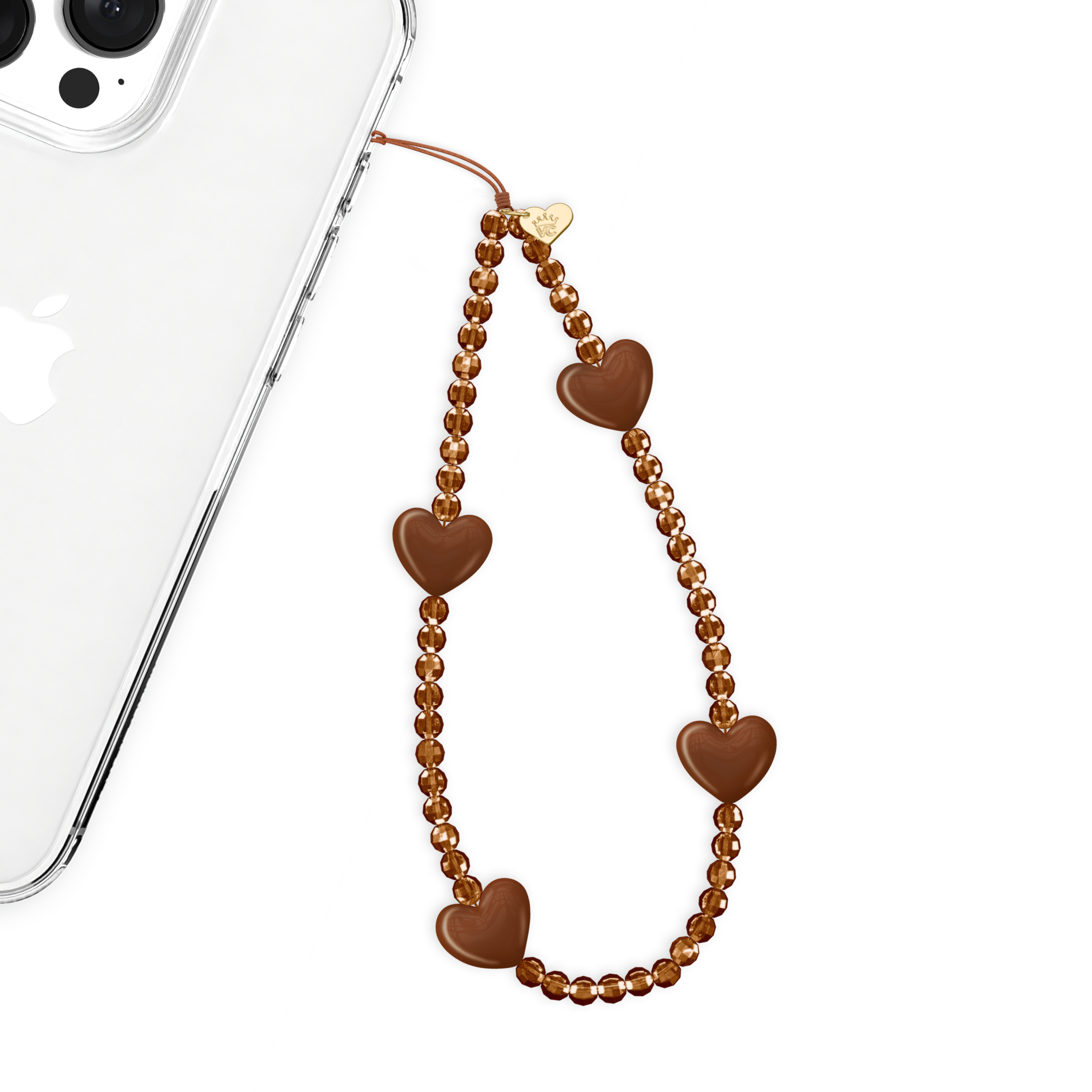 Brown Heart Phone Charm