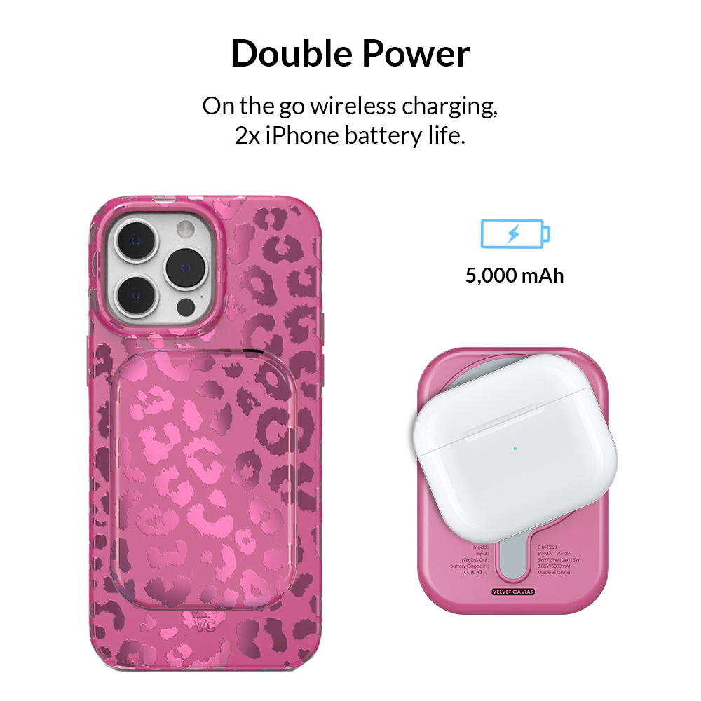 Pink Ruby Leopard MagSafe Battery Power Pack