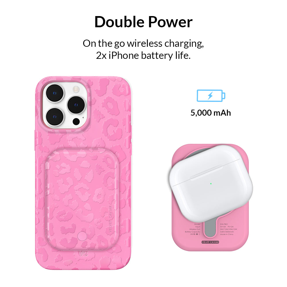 Hot Pink Leopard MagSafe Battery Power Pack