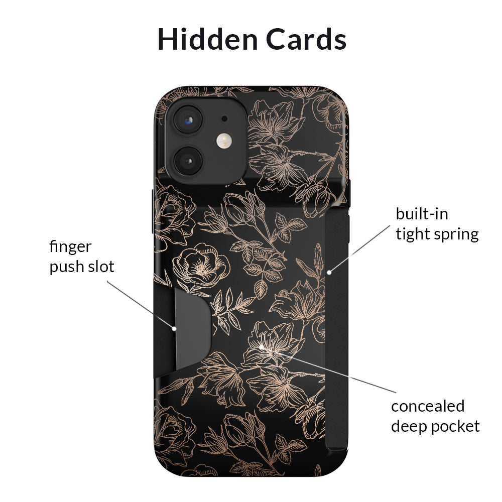 Floral Rose Gold iPhone Wallet Case