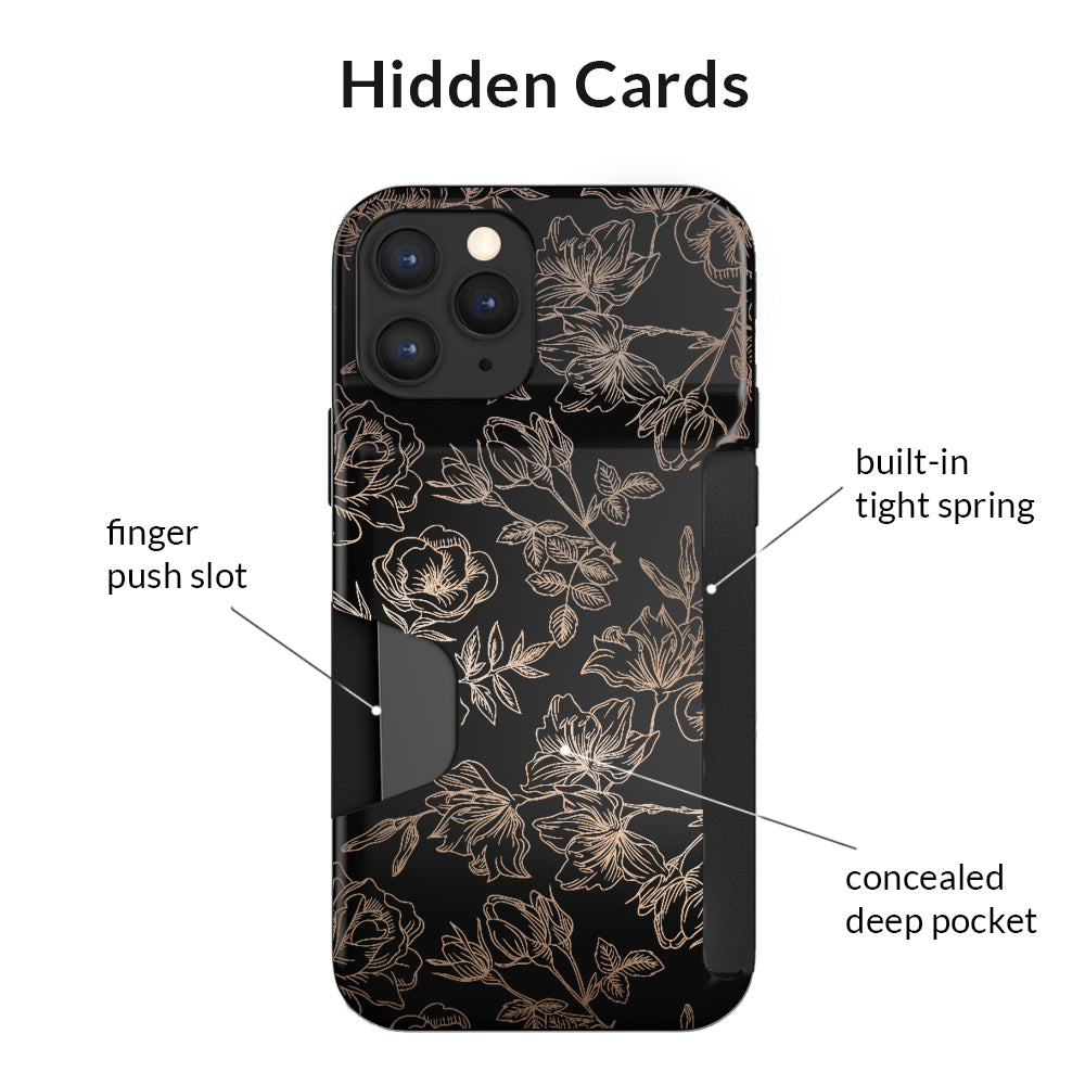 Floral Rose Gold iPhone Wallet Case