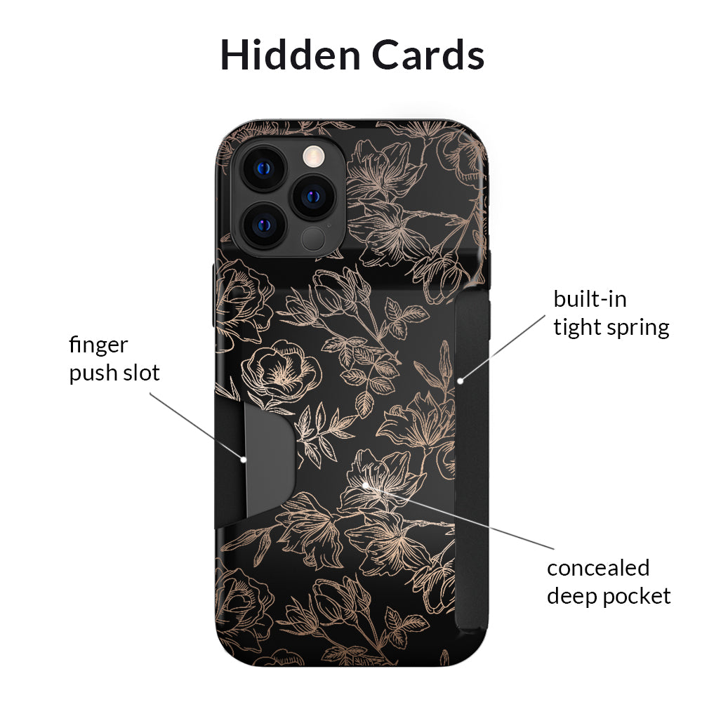 Floral Rose Gold iPhone Wallet Case