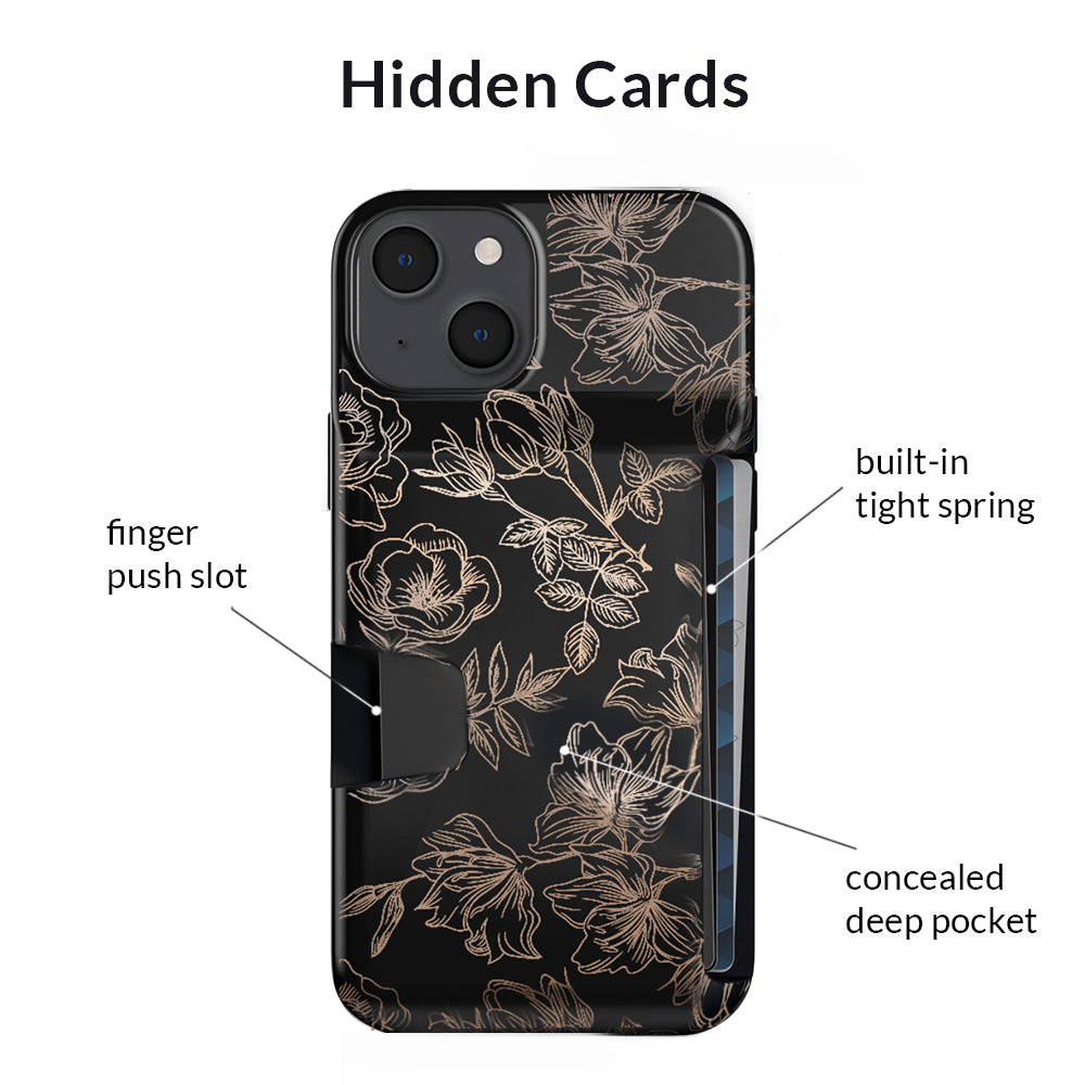 Floral Rose Gold iPhone Wallet Case