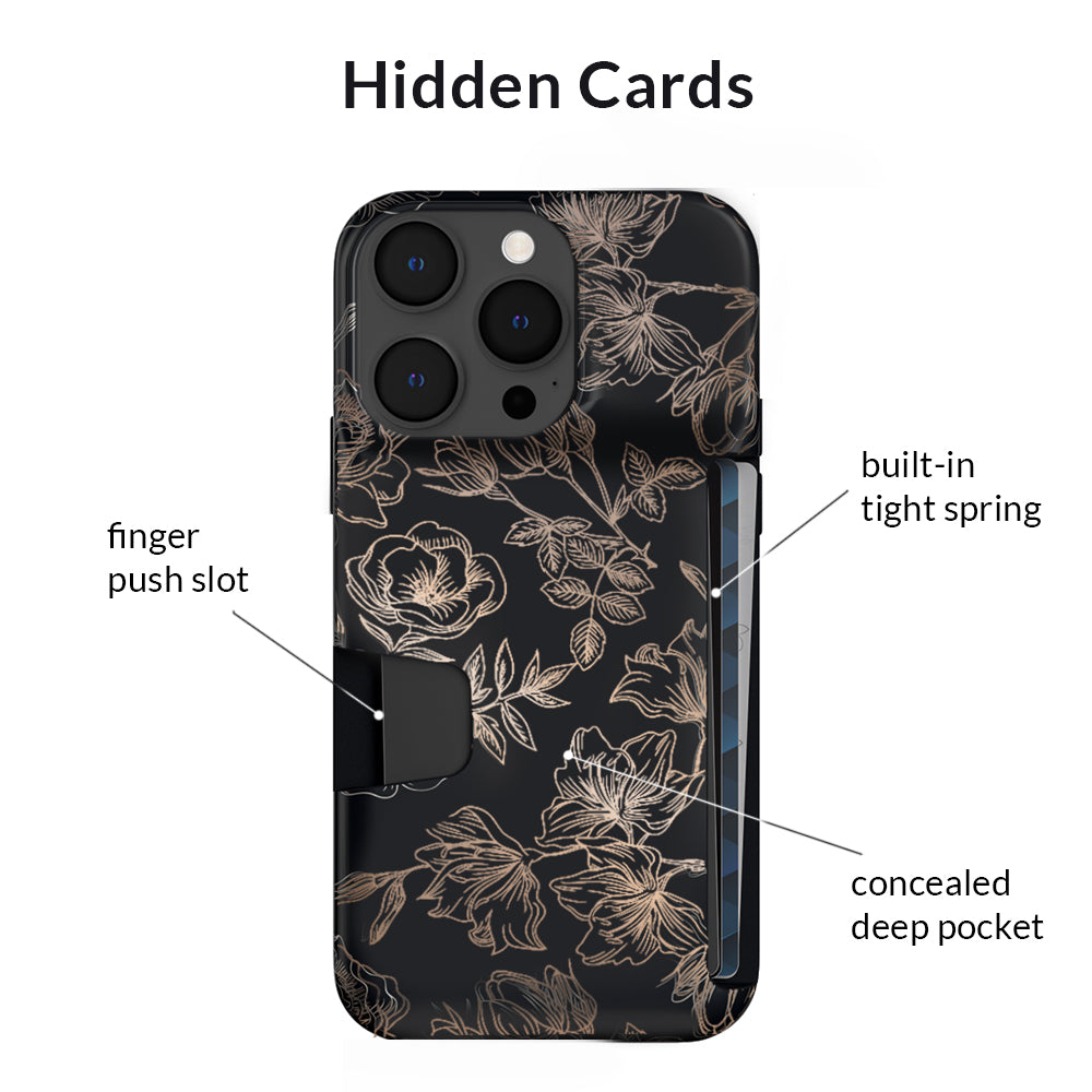 Floral Rose Gold iPhone Wallet Case