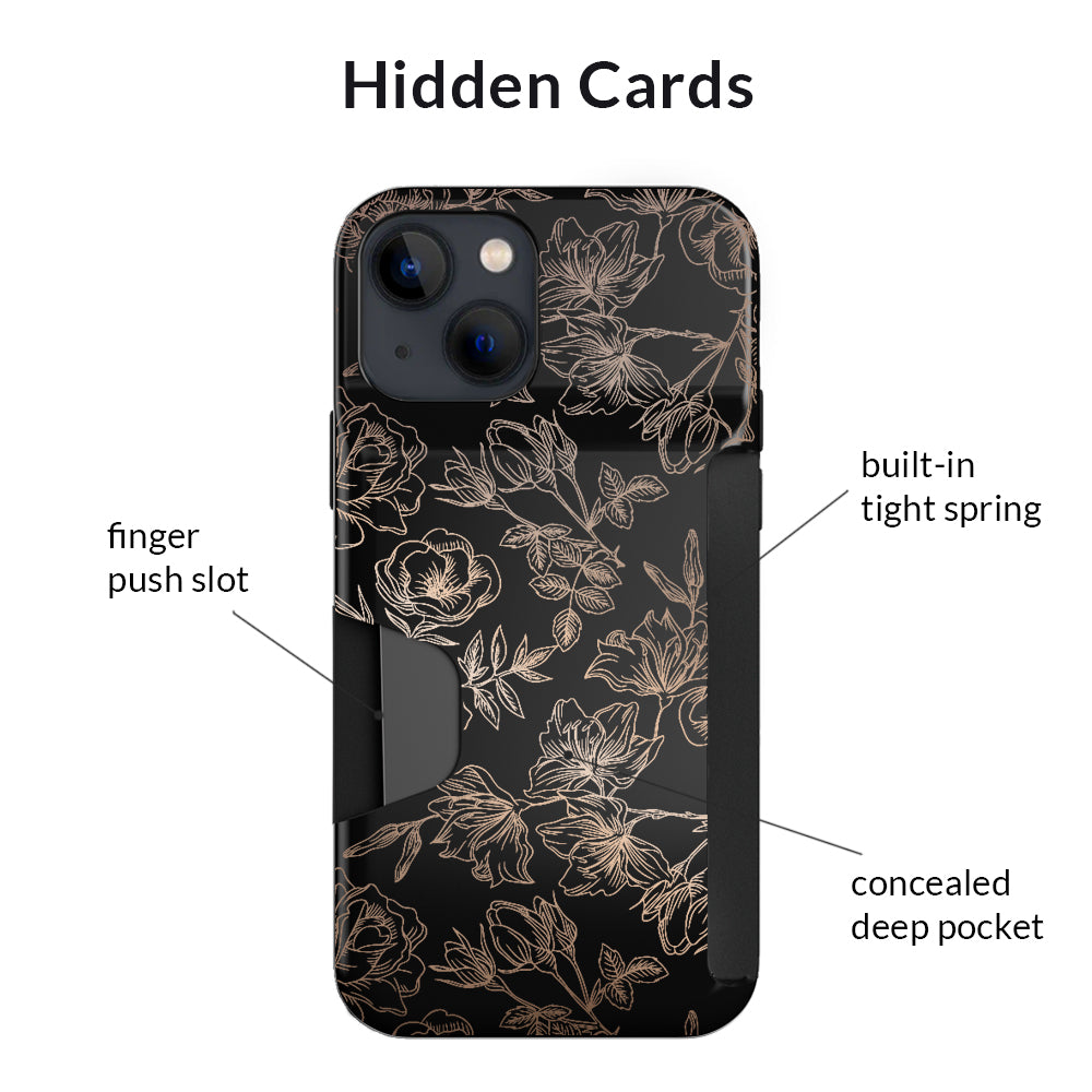 Floral Rose Gold iPhone Wallet Case
