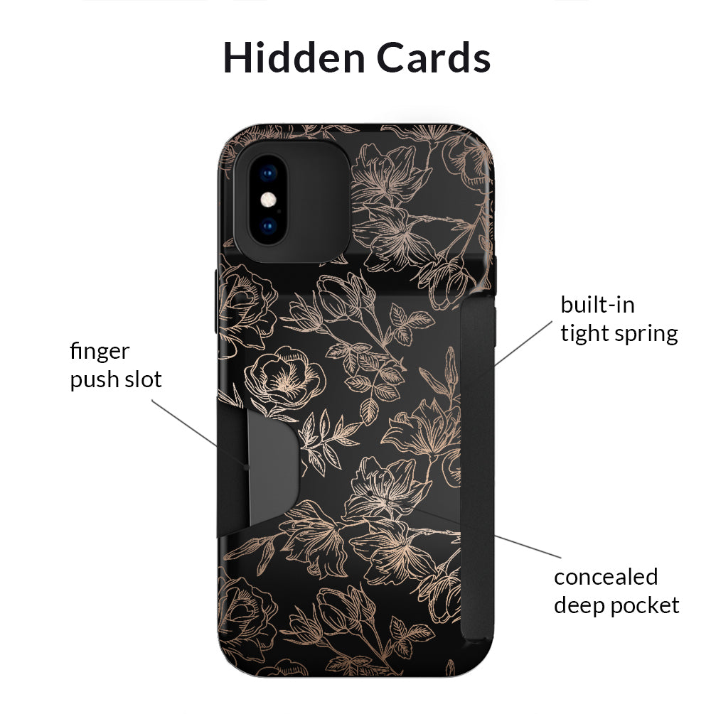 Floral Rose Gold iPhone Wallet Case