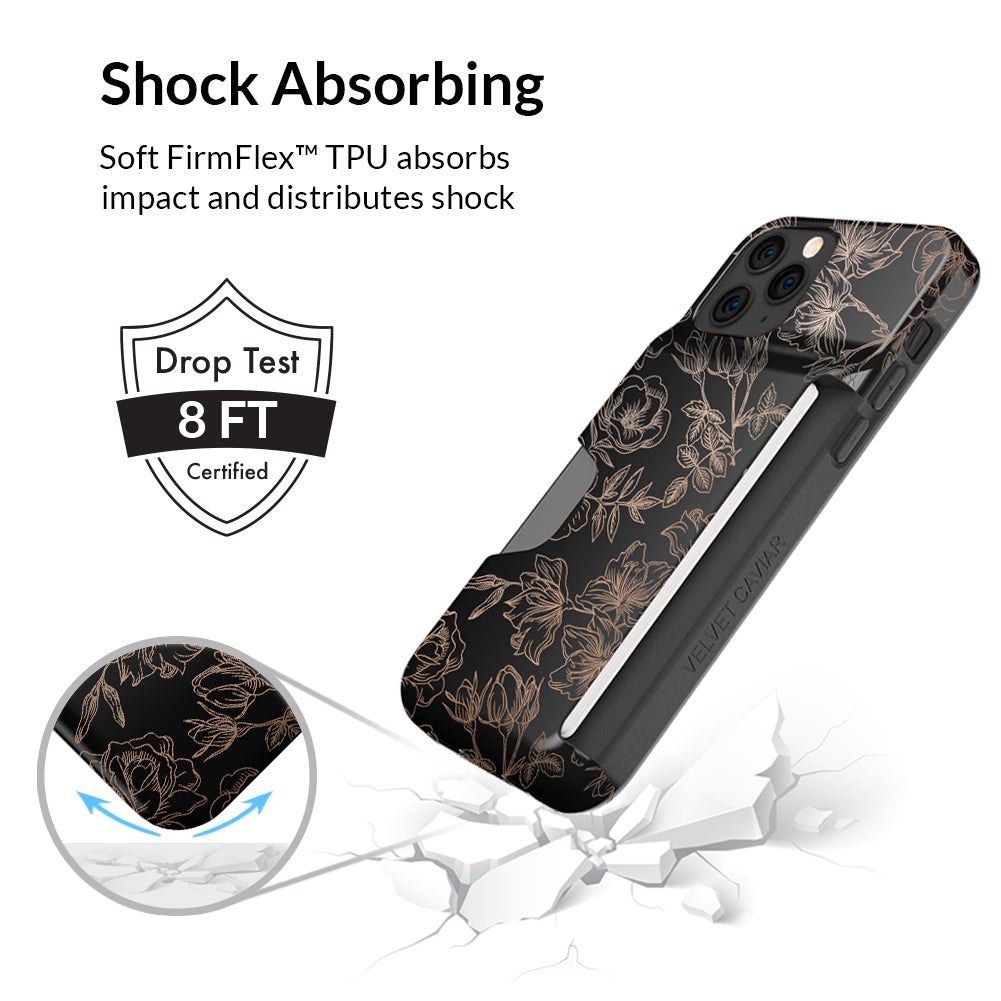 Floral Rose Gold iPhone Wallet Case