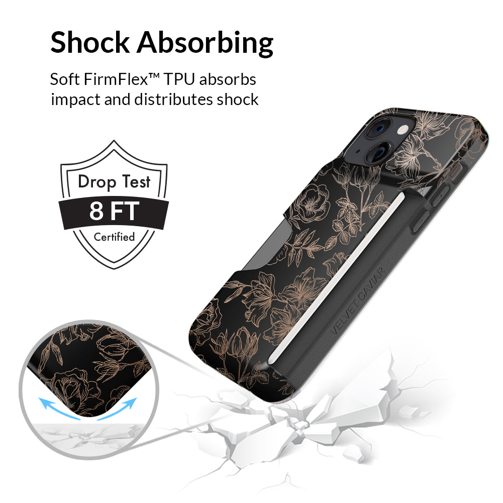 Floral Rose Gold iPhone Wallet Case