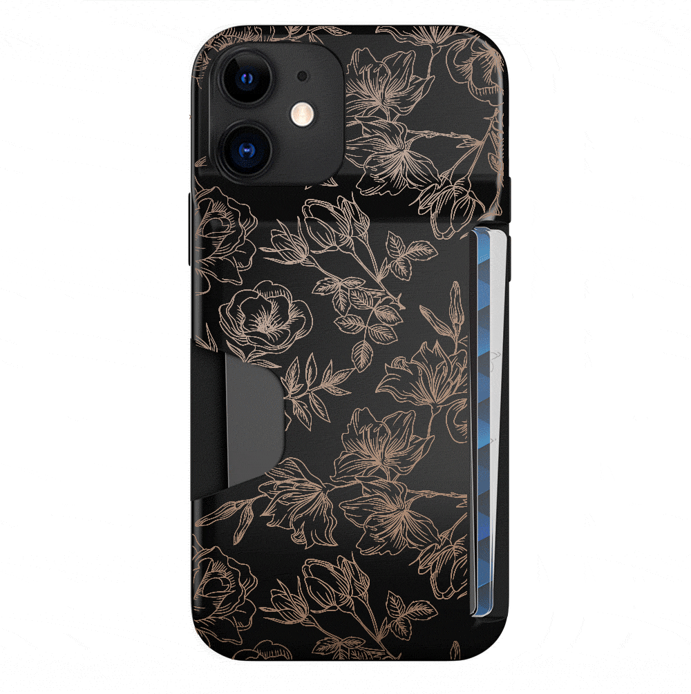 Floral Rose Gold iPhone Wallet Case