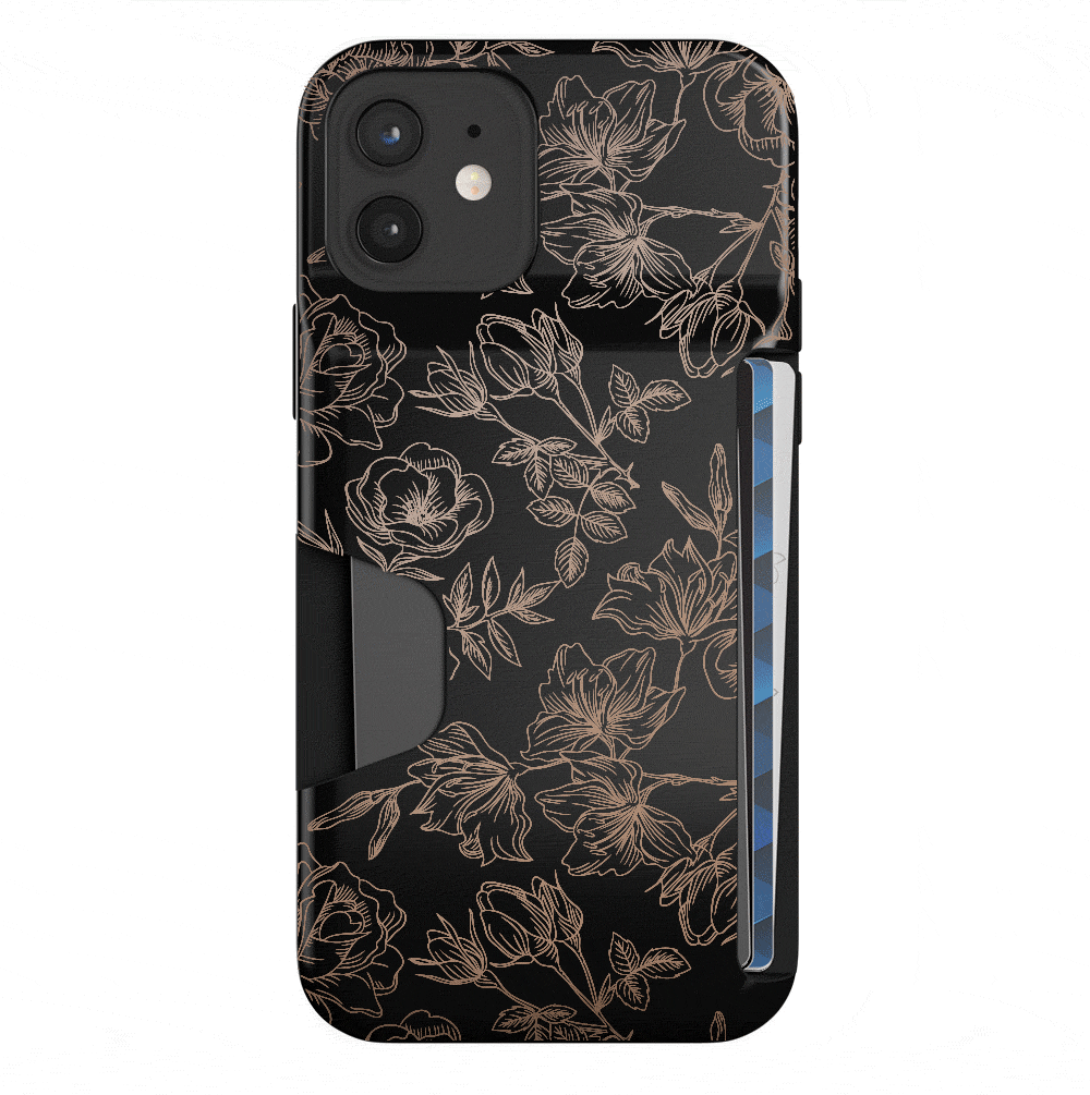 Floral Rose Gold iPhone Wallet Case