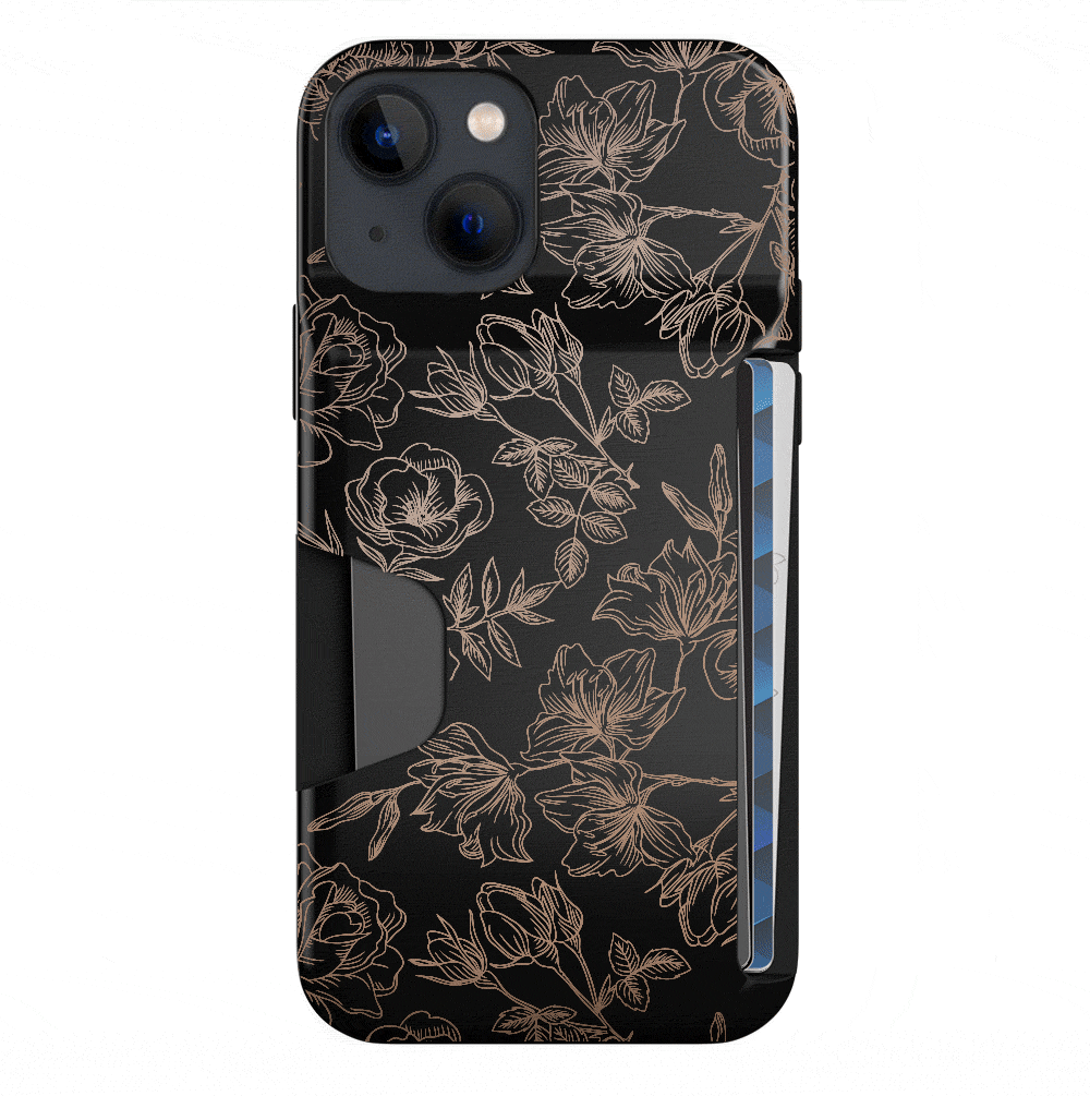 Floral Rose Gold iPhone Wallet Case