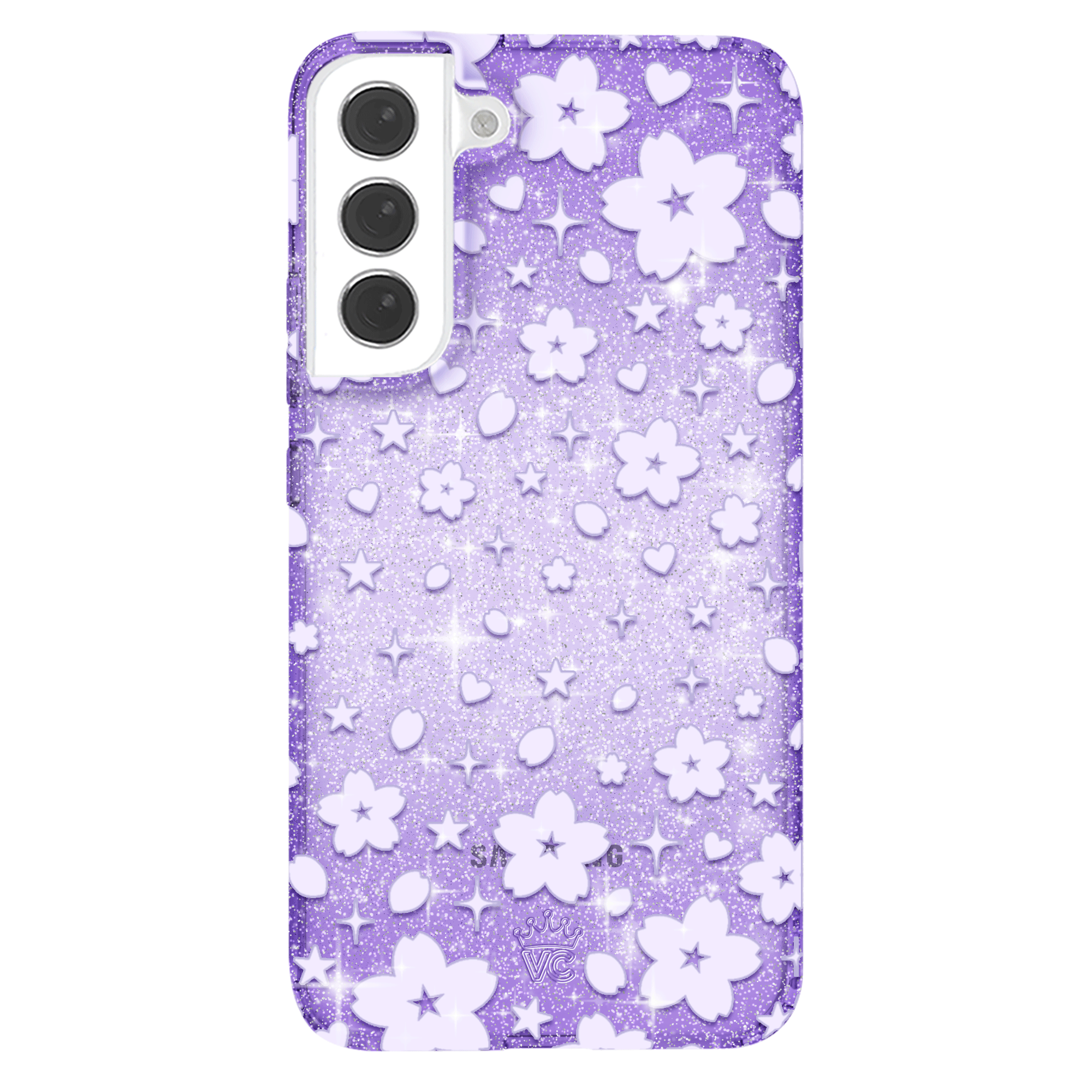 Lavender Cherry Blossom Glitter Samsung Case