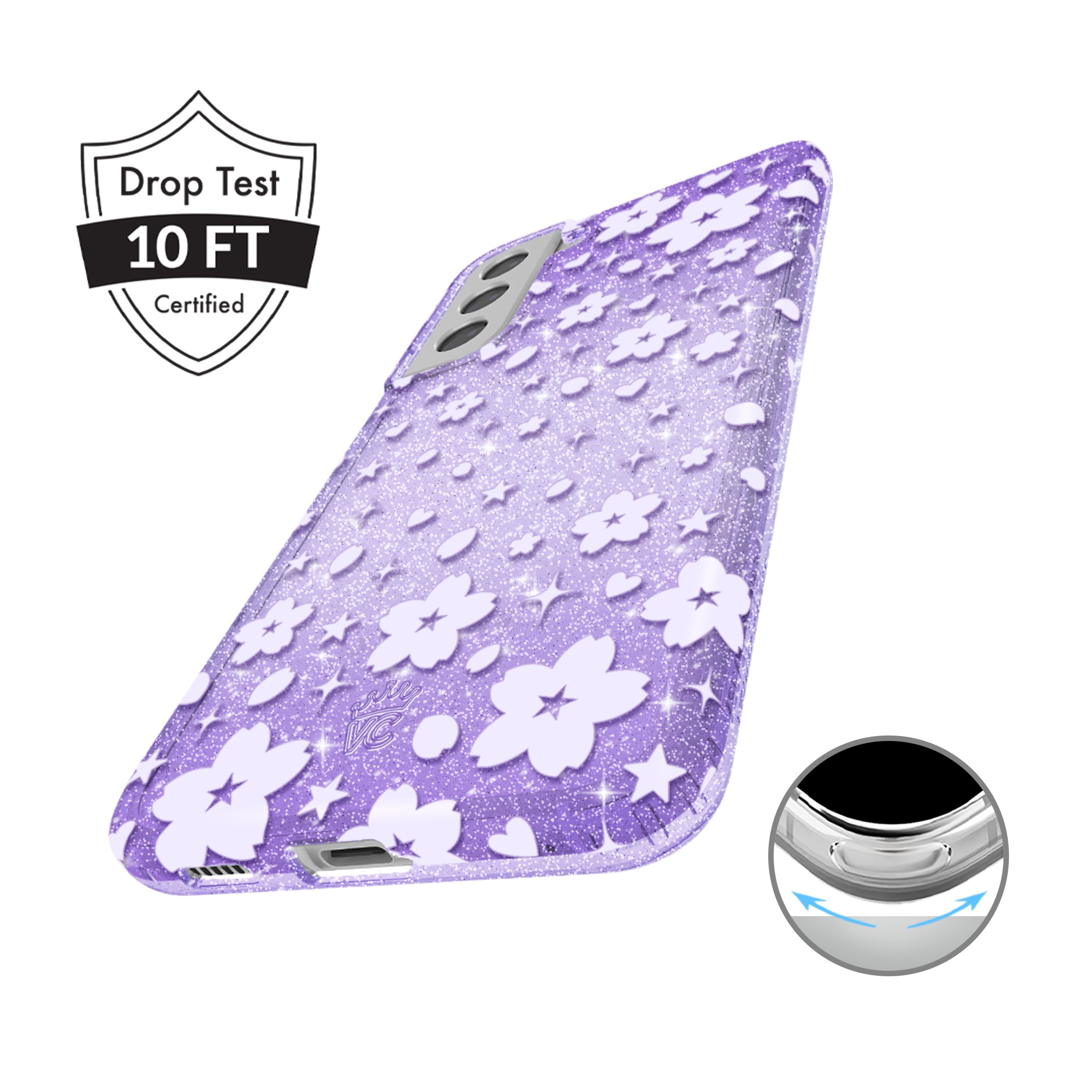 Lavender Cherry Blossom Glitter Samsung Case