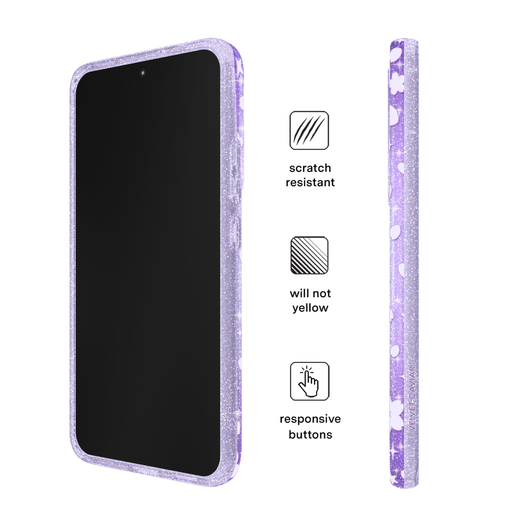 Lavender Cherry Blossom Glitter Samsung Case