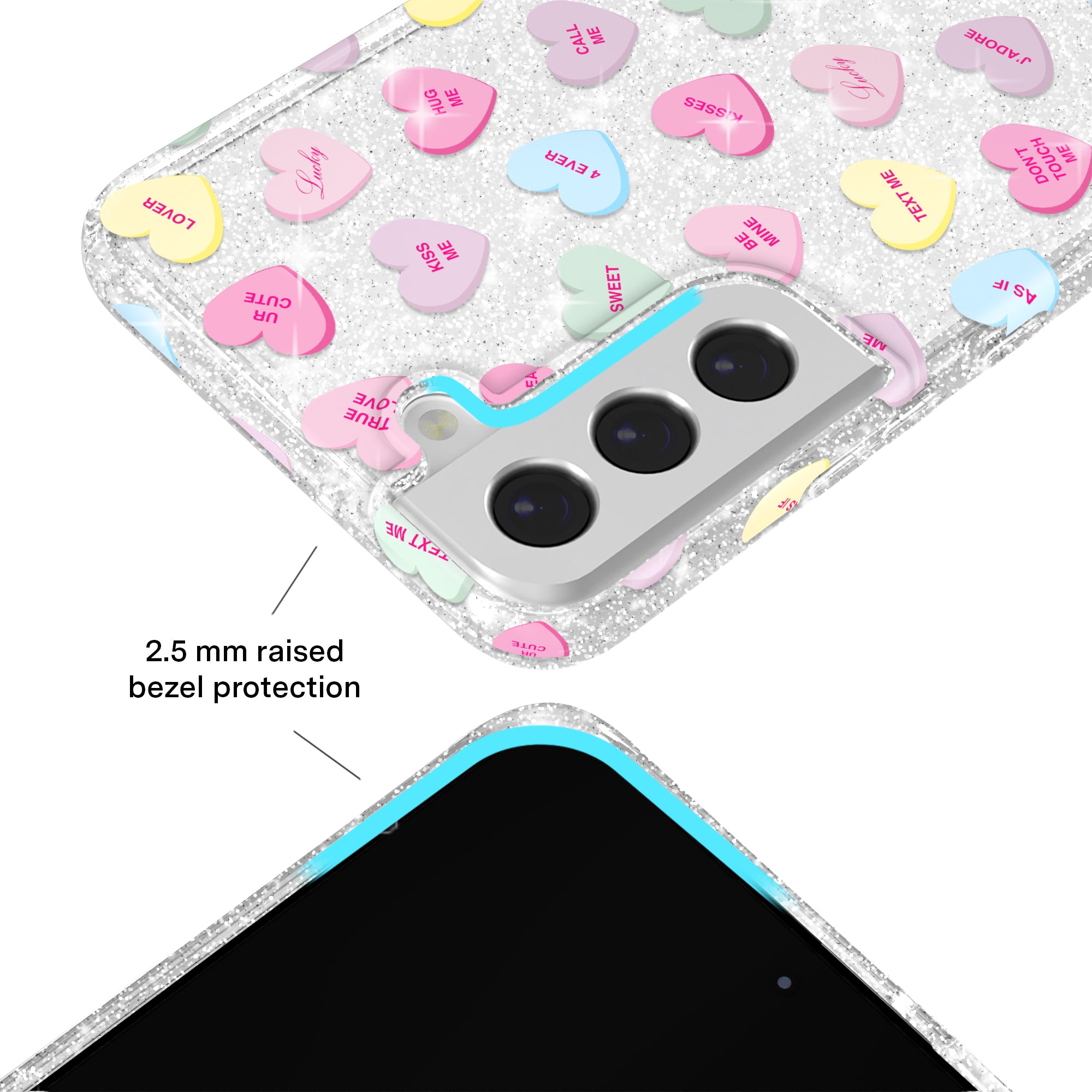 Sweet Hearts Glitter Samsung Case