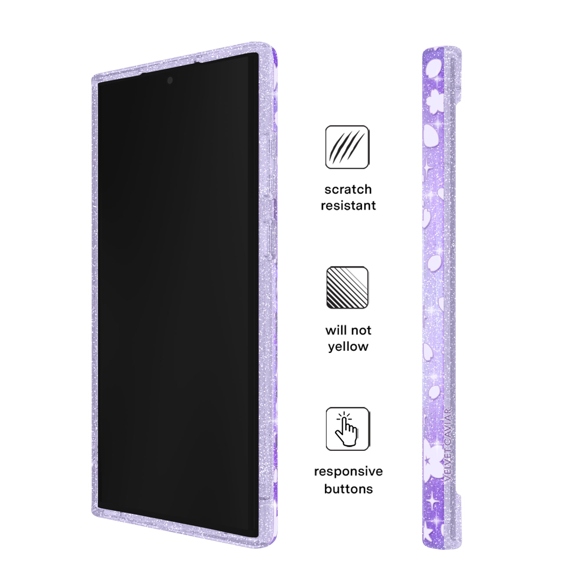 Lavender Cherry Blossom Glitter Samsung Case