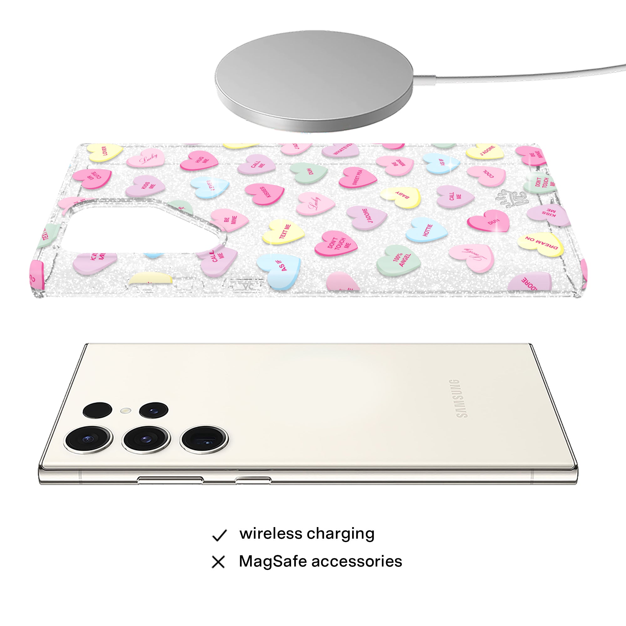 Sweet Hearts Glitter Samsung Case