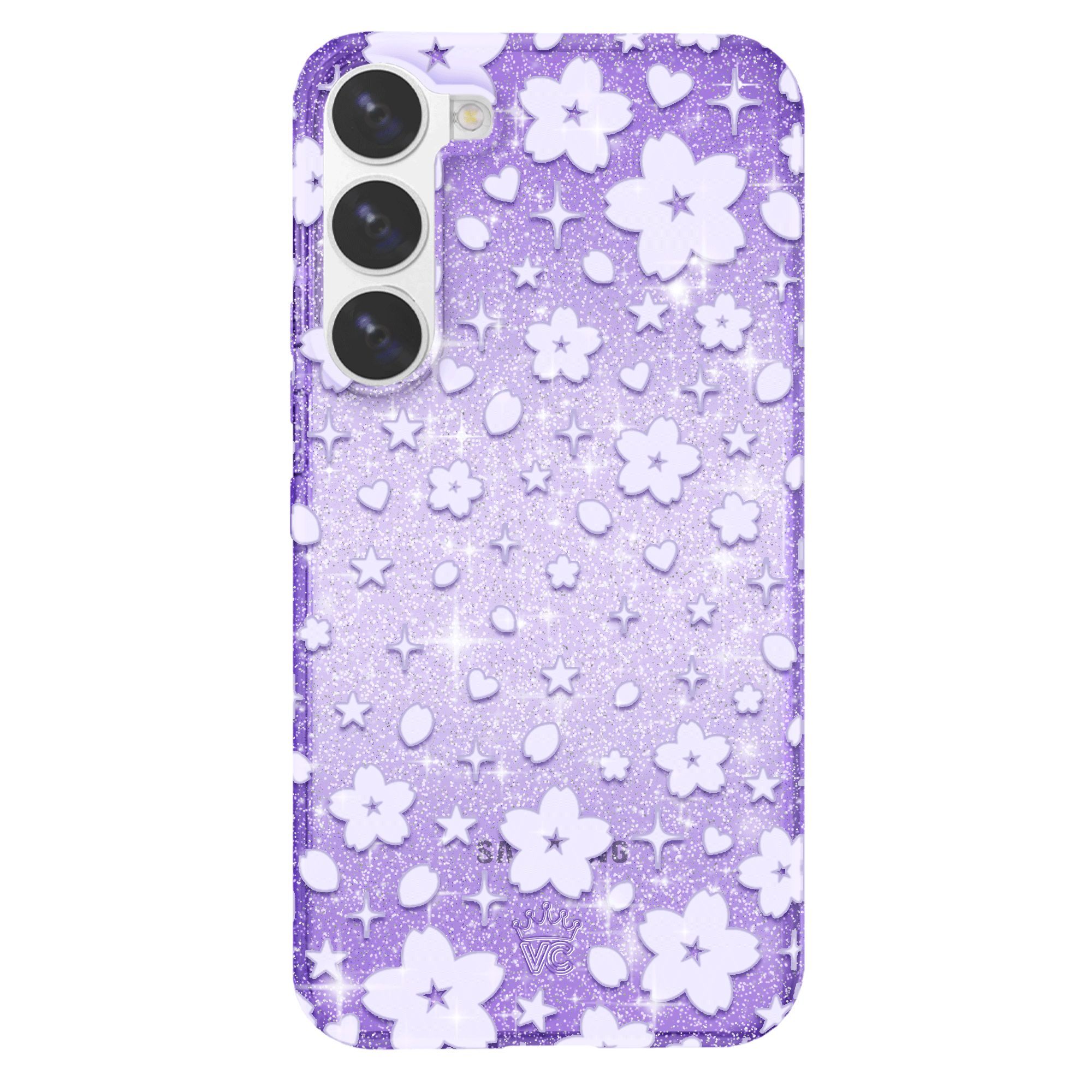 Lavender Cherry Blossom Glitter Samsung Case