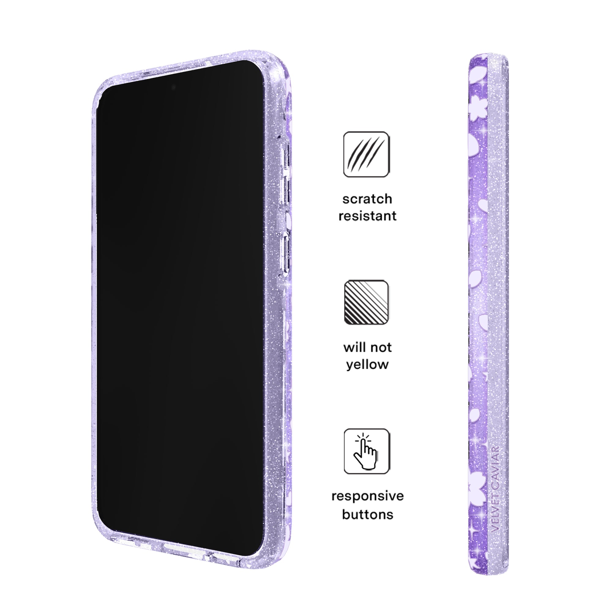 Lavender Cherry Blossom Glitter Samsung Case