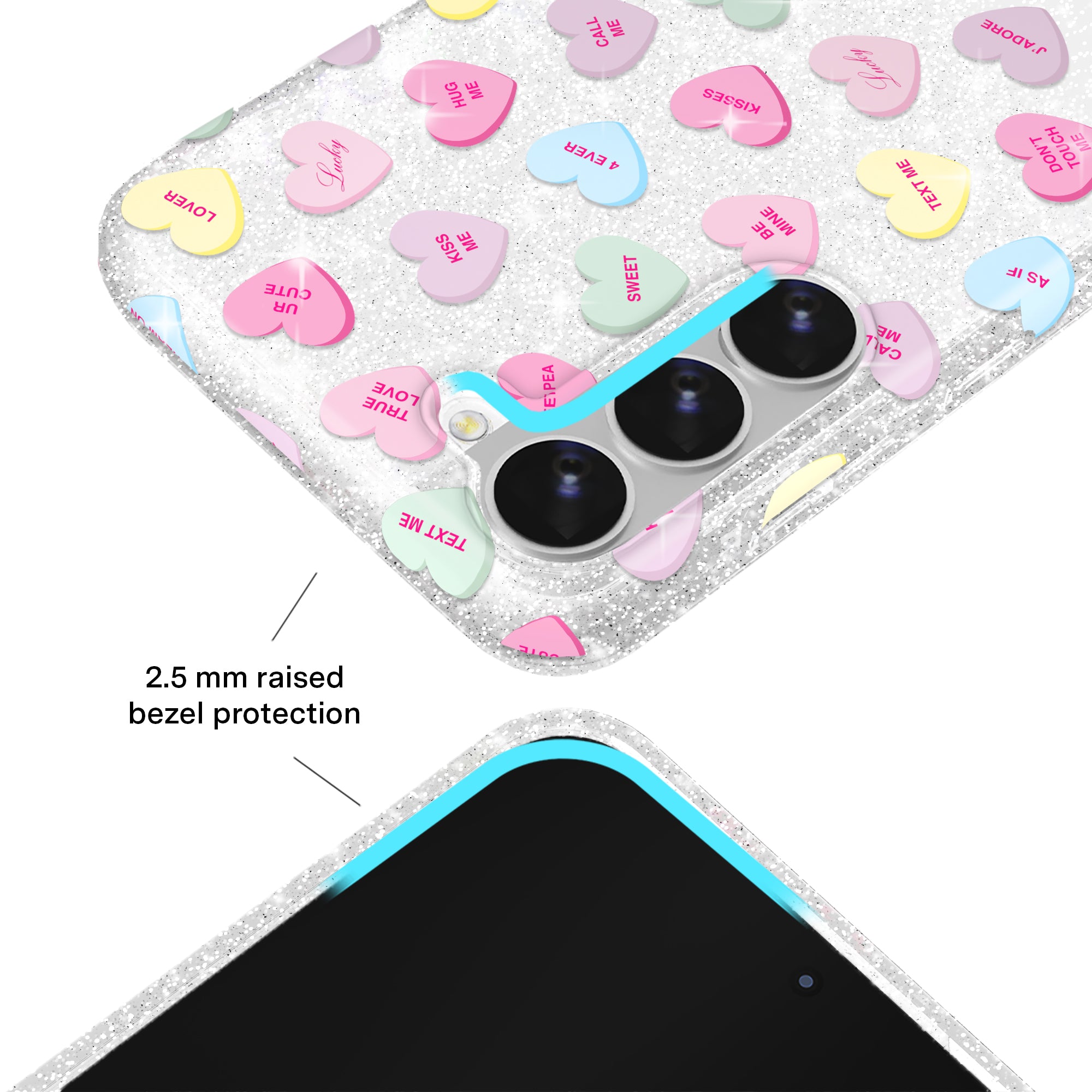 Sweet Hearts Glitter Samsung Case