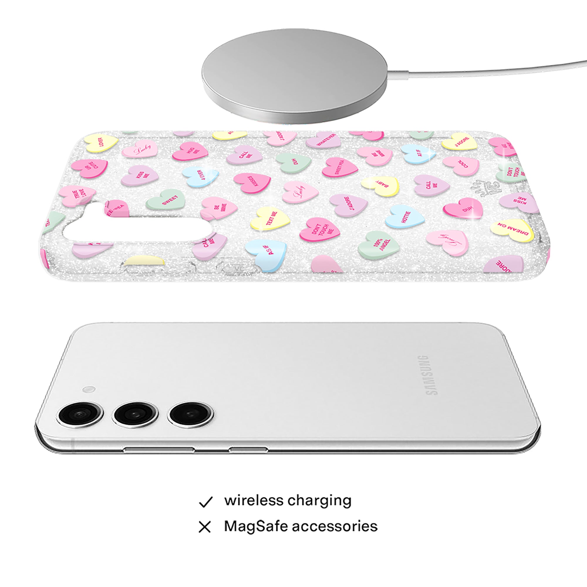 Sweet Hearts Glitter Samsung Case