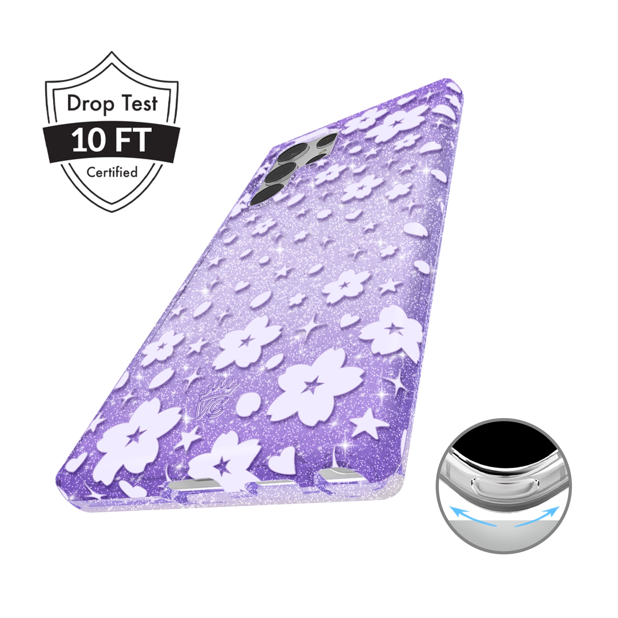 Lavender Cherry Blossom Glitter Samsung Case