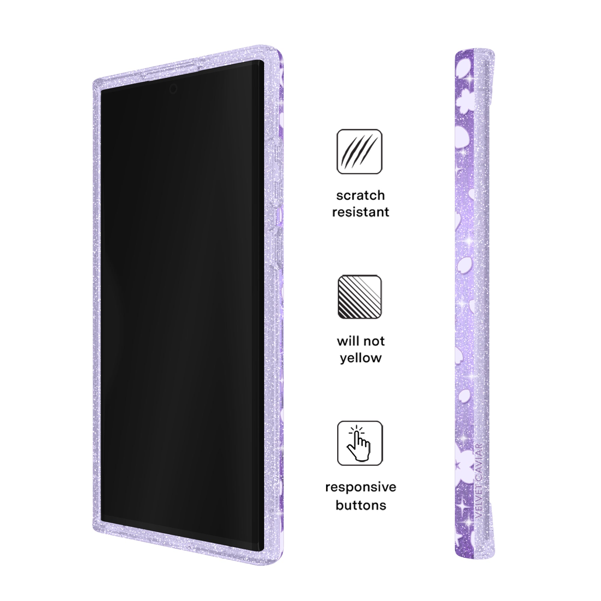 Lavender Cherry Blossom Glitter Samsung Case