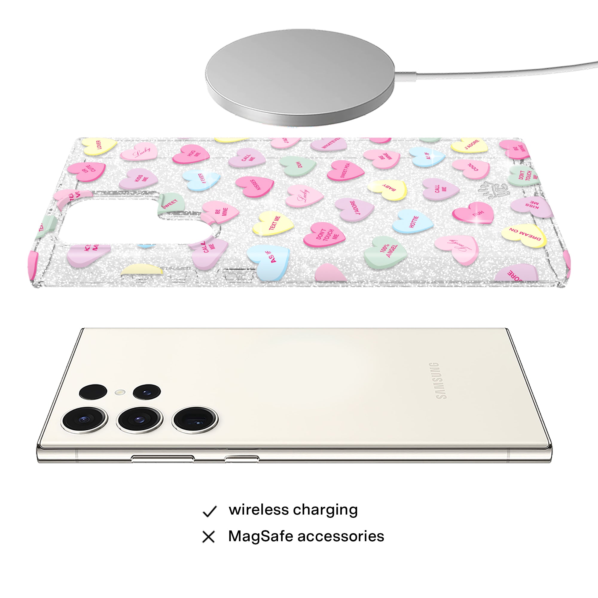 Sweet Hearts Glitter Samsung Case