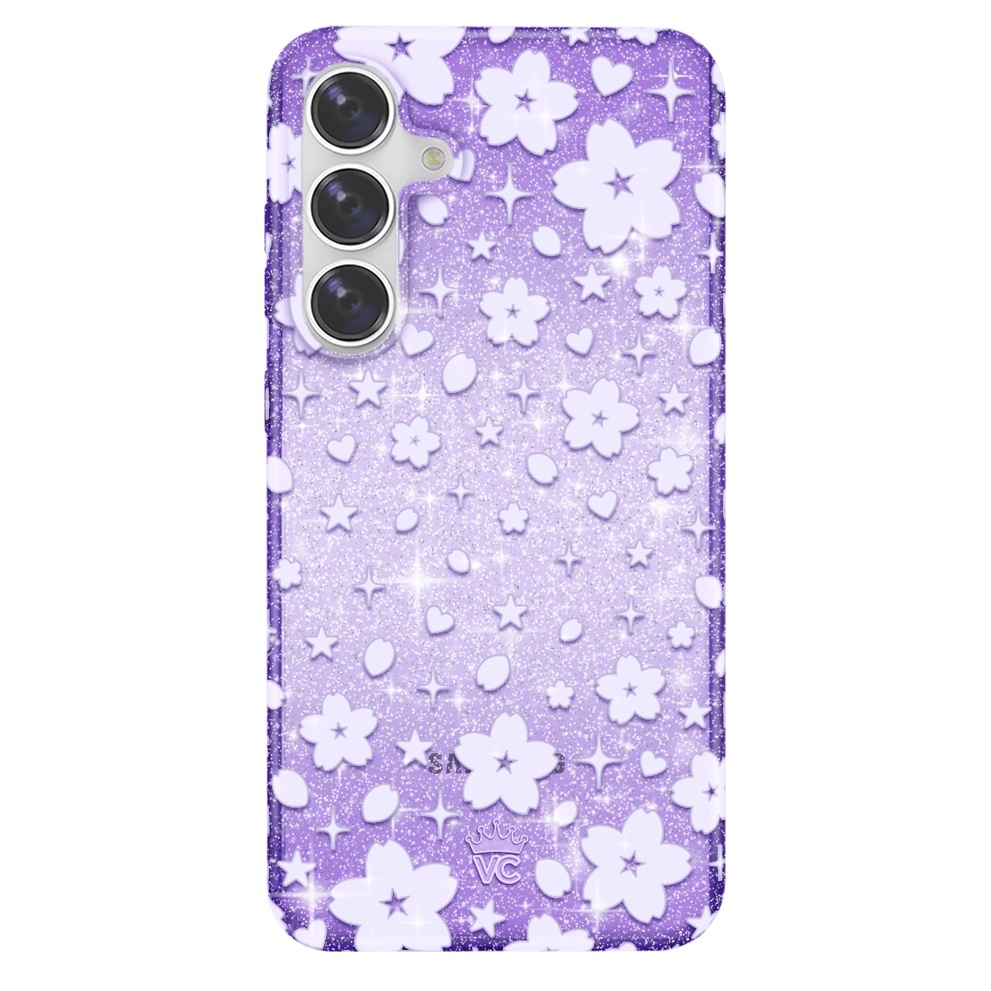 Lavender Cherry Blossom Glitter Samsung Case