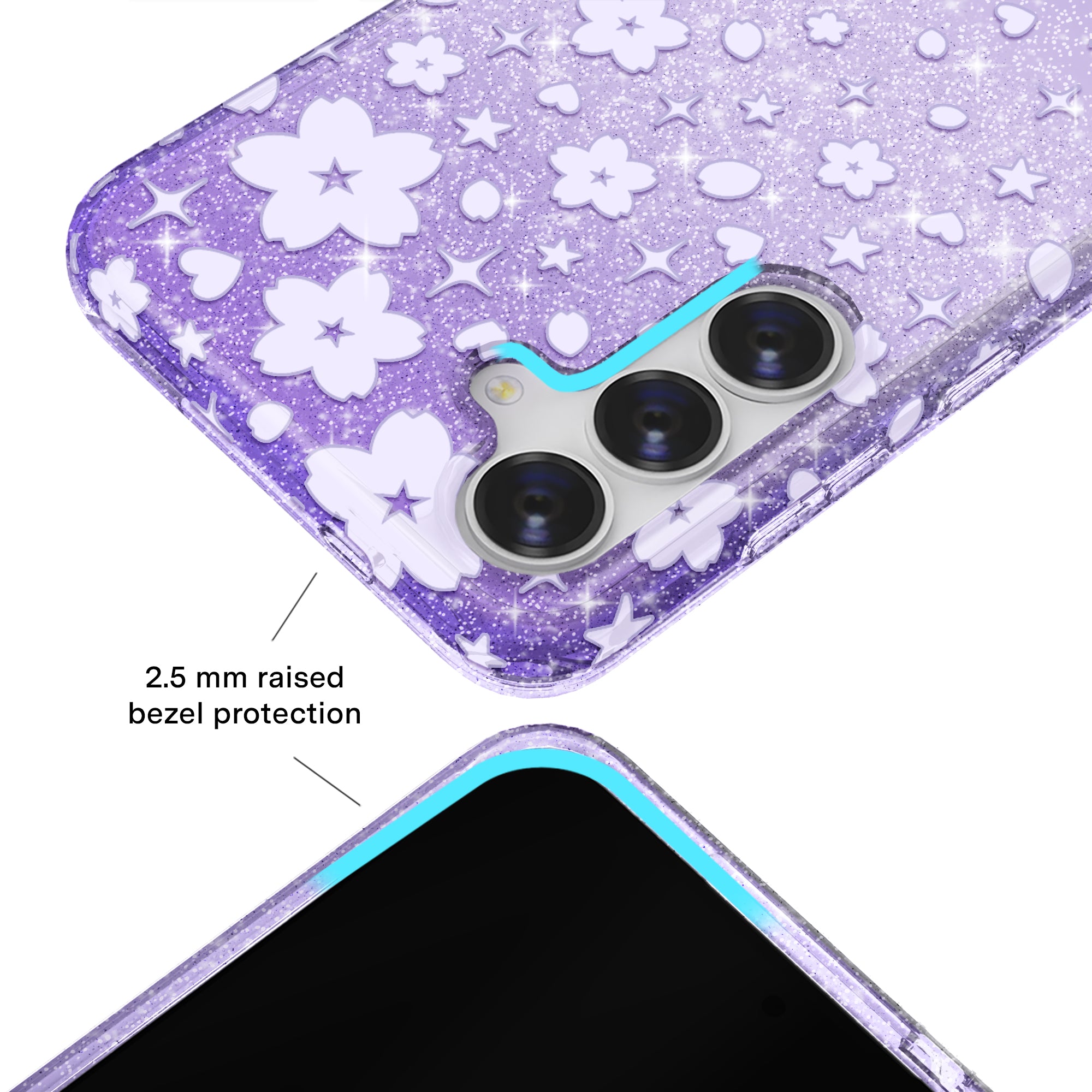 Lavender Cherry Blossom Glitter Samsung Case