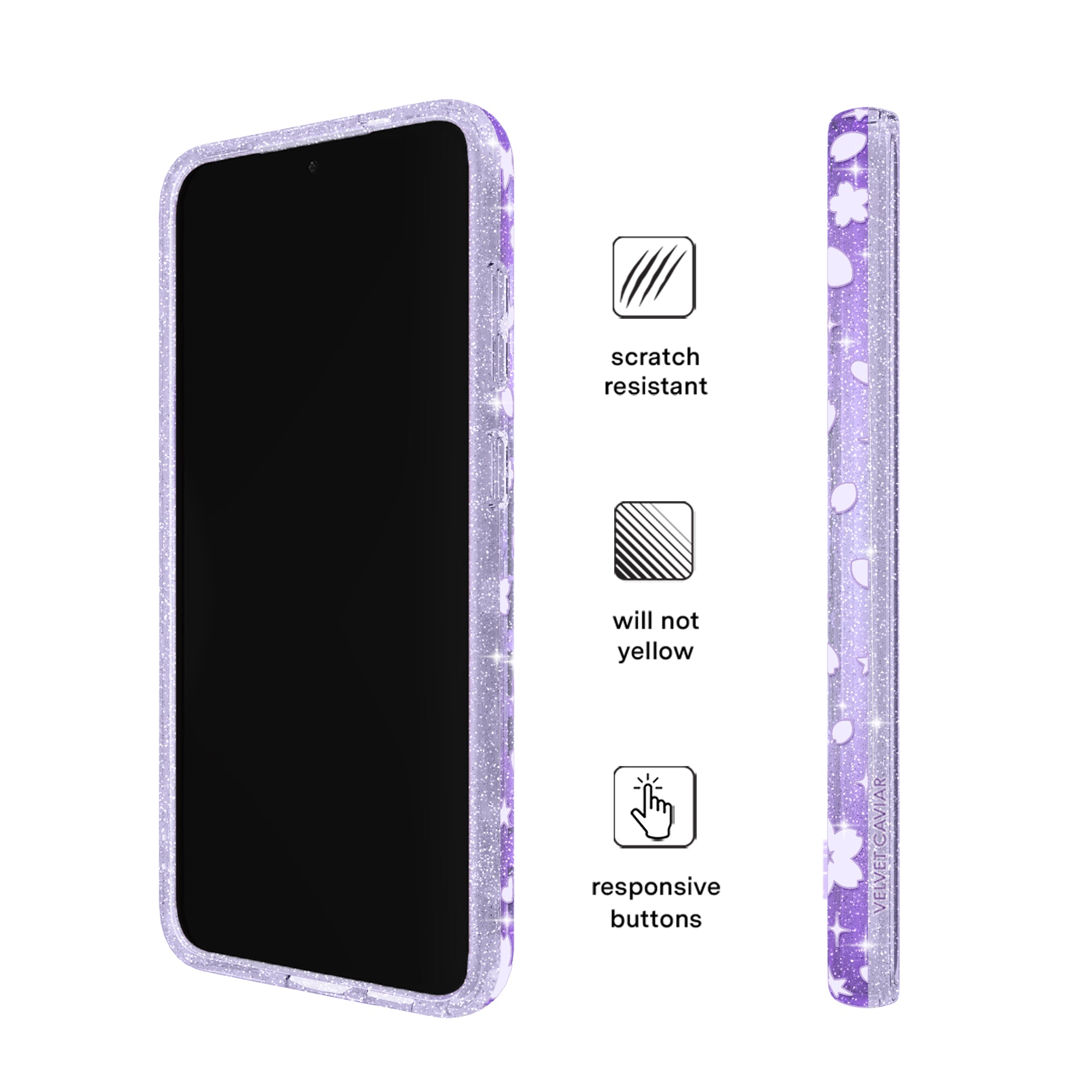 Lavender Cherry Blossom Glitter Samsung Case