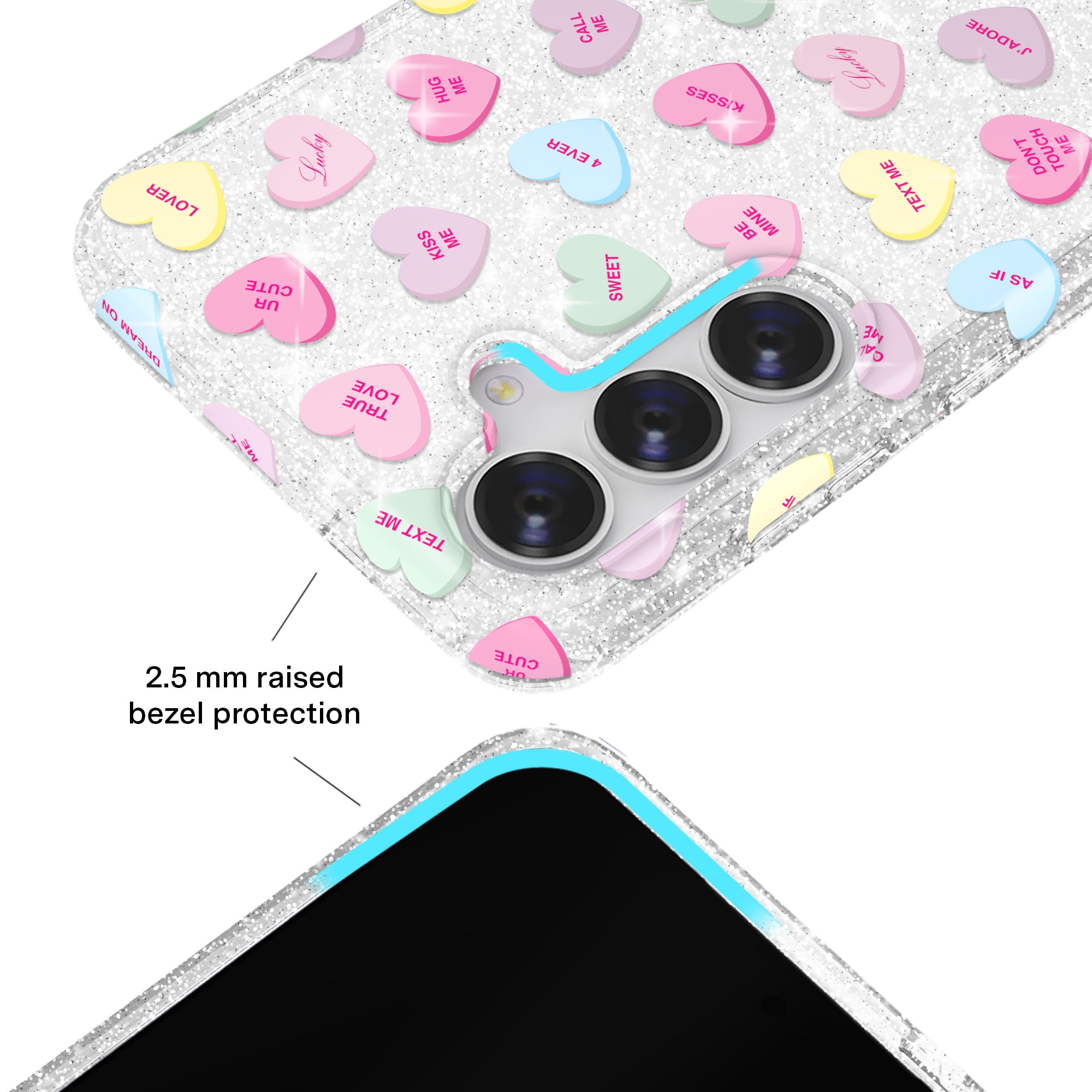 Sweet Hearts Glitter Samsung Case