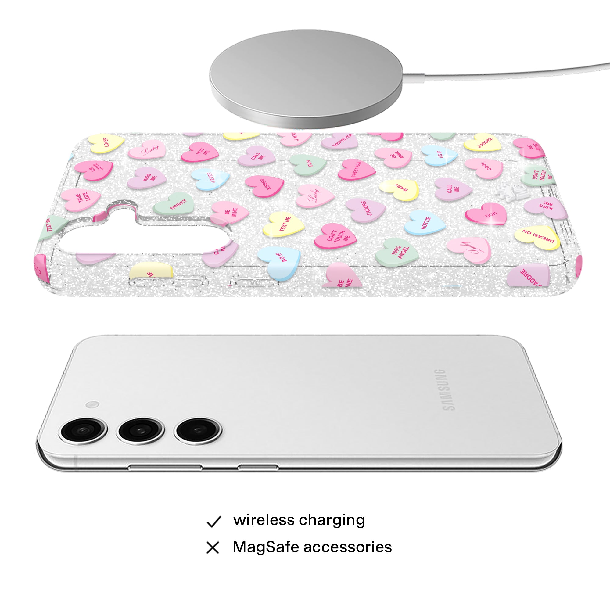 Sweet Hearts Glitter Samsung Case