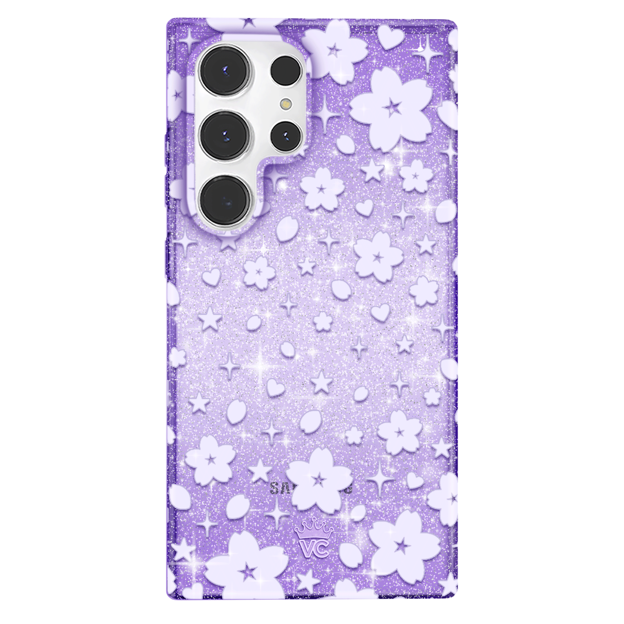 Lavender Cherry Blossom Glitter Samsung Case