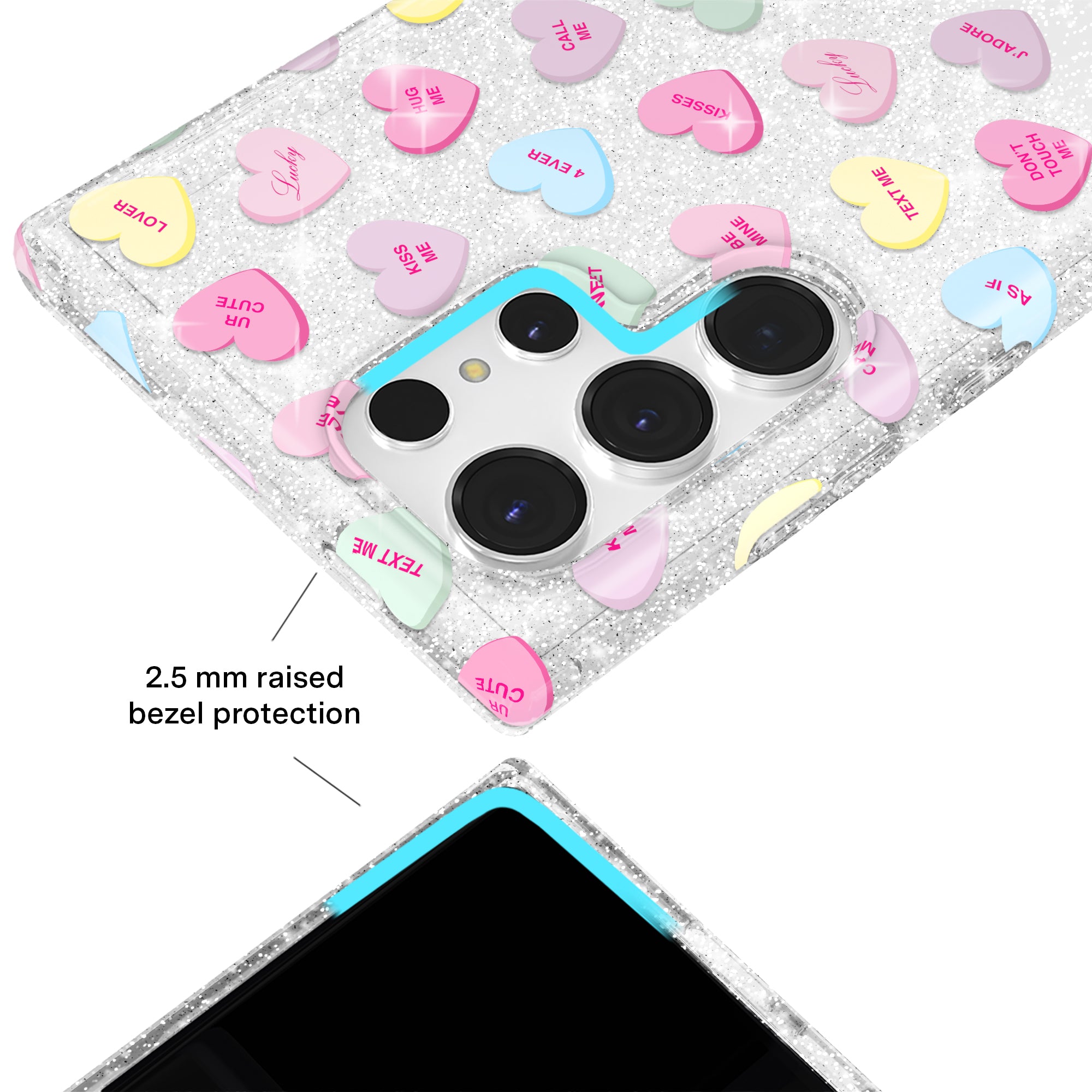 Sweet Hearts Glitter Samsung Case