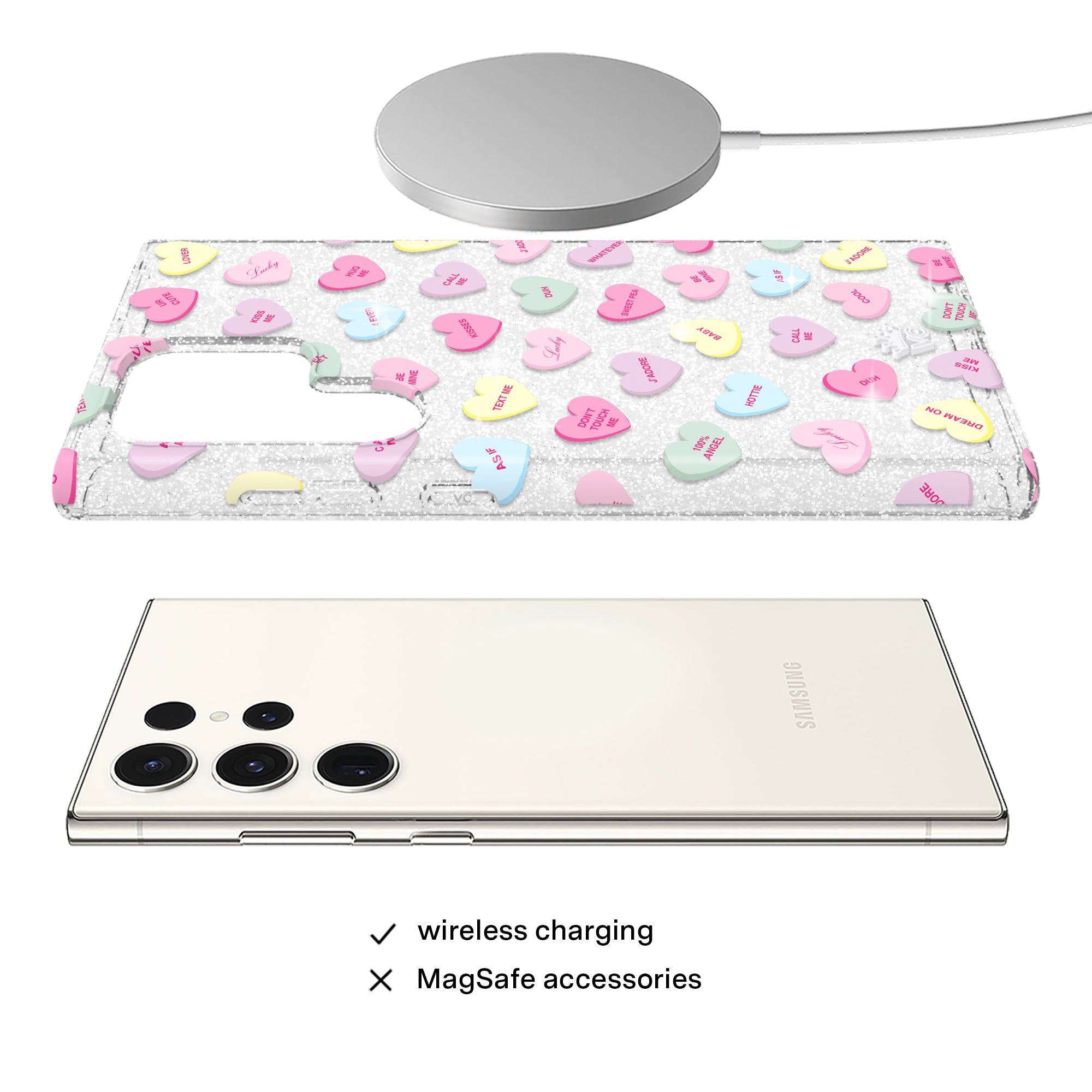 Sweet Hearts Glitter Samsung Case