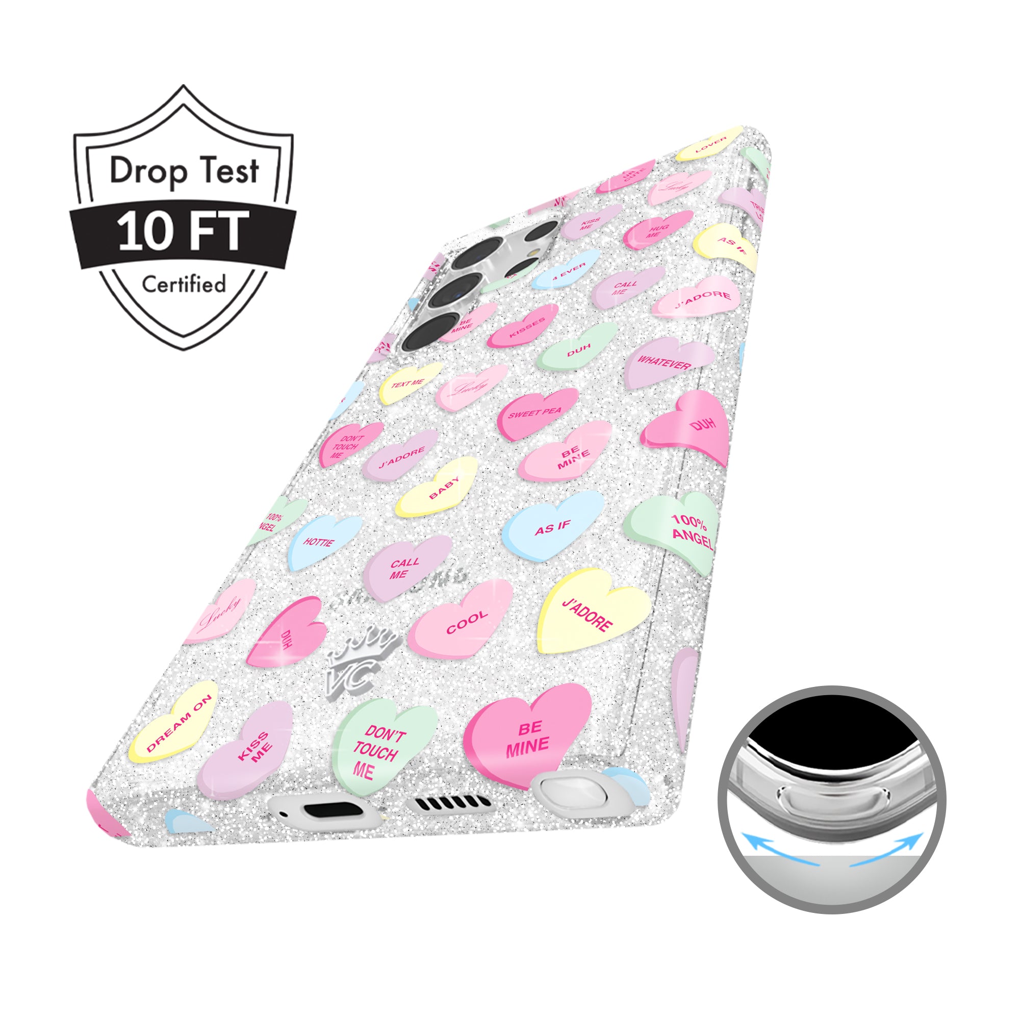 Sweet Hearts Glitter Samsung Case