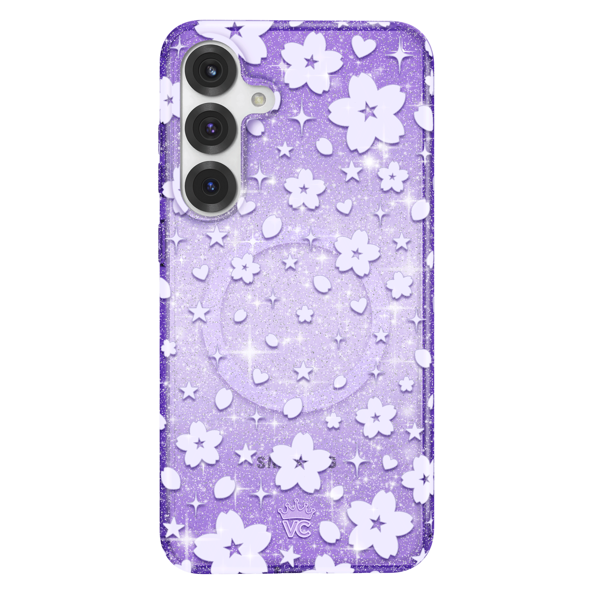 Lavender Cherry Blossom Glitter Samsung Case